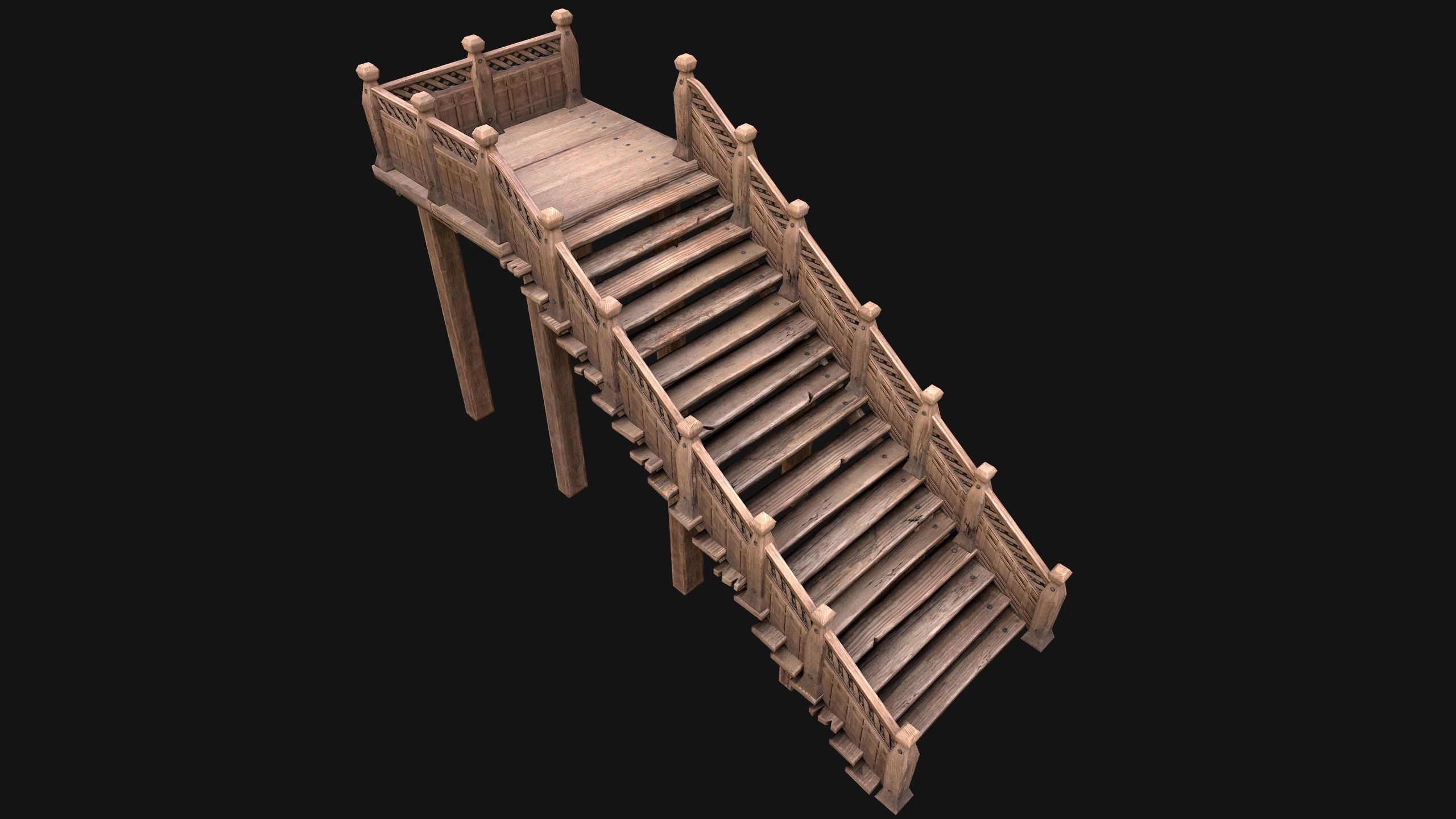 Stairs and Fences Medieval Pack Low-poly 3D model_25