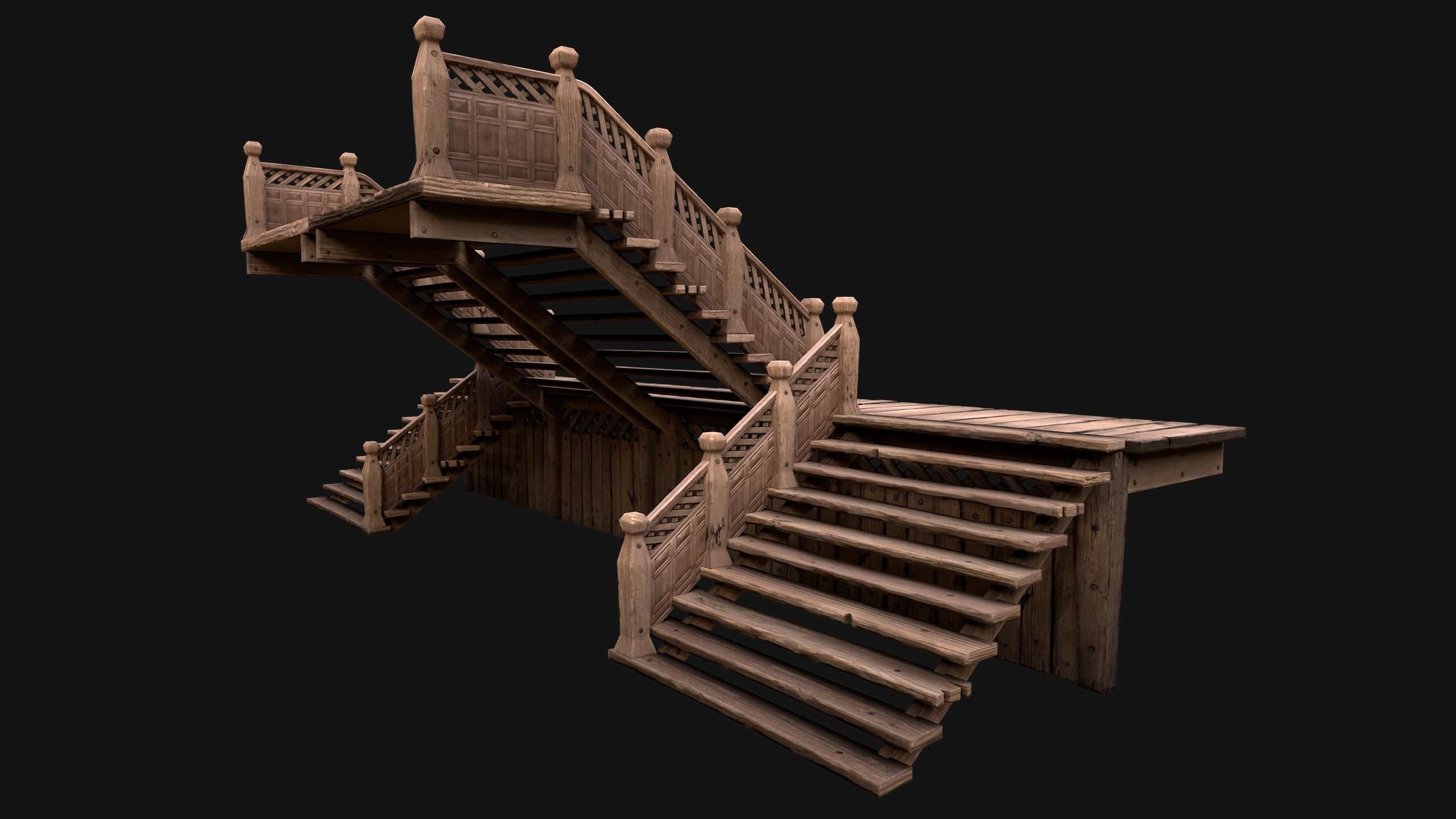 Stairs and Fences Medieval Pack Low-poly 3D model_43
