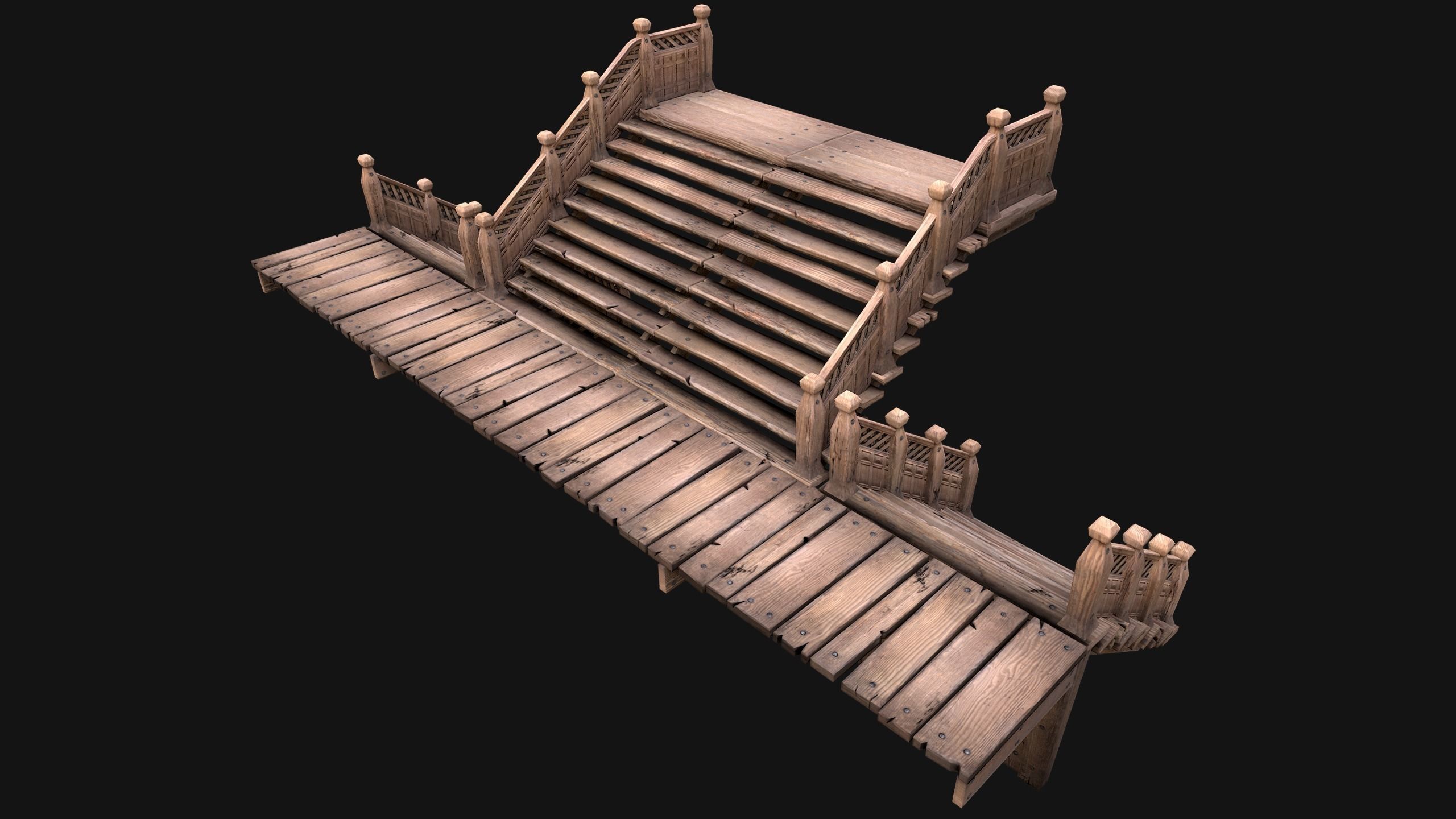 Stairs and Fences Medieval Pack Low-poly 3D model_14