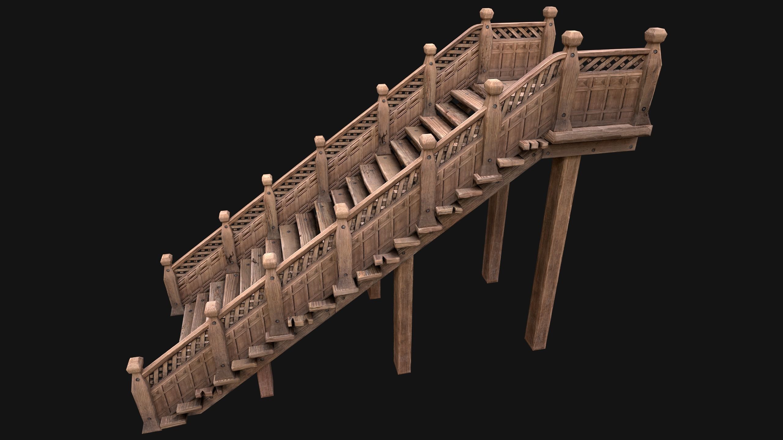 Stairs and Fences Medieval Pack Low-poly 3D model_45