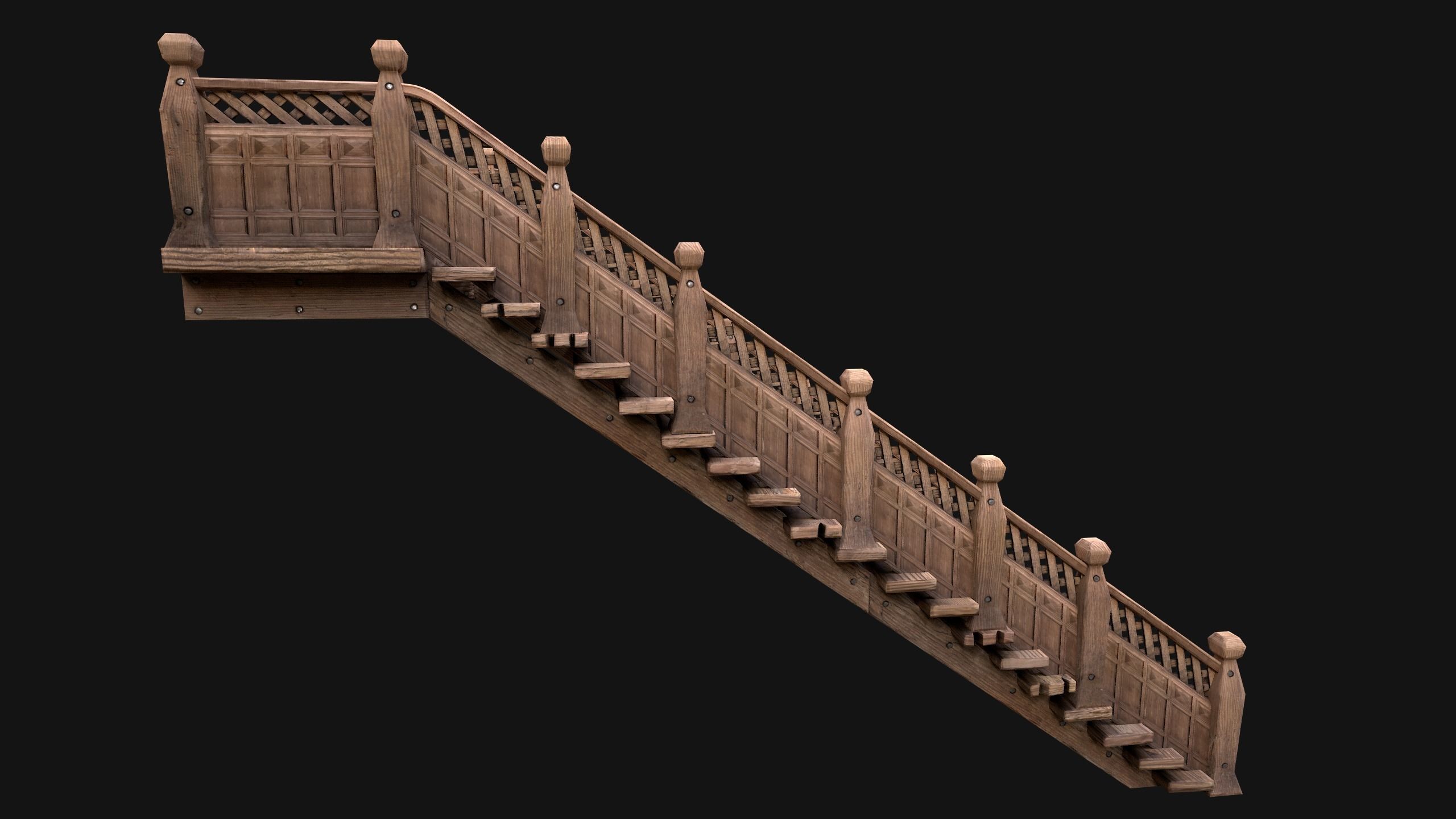 Stairs and Fences Medieval Pack Low-poly 3D model_32