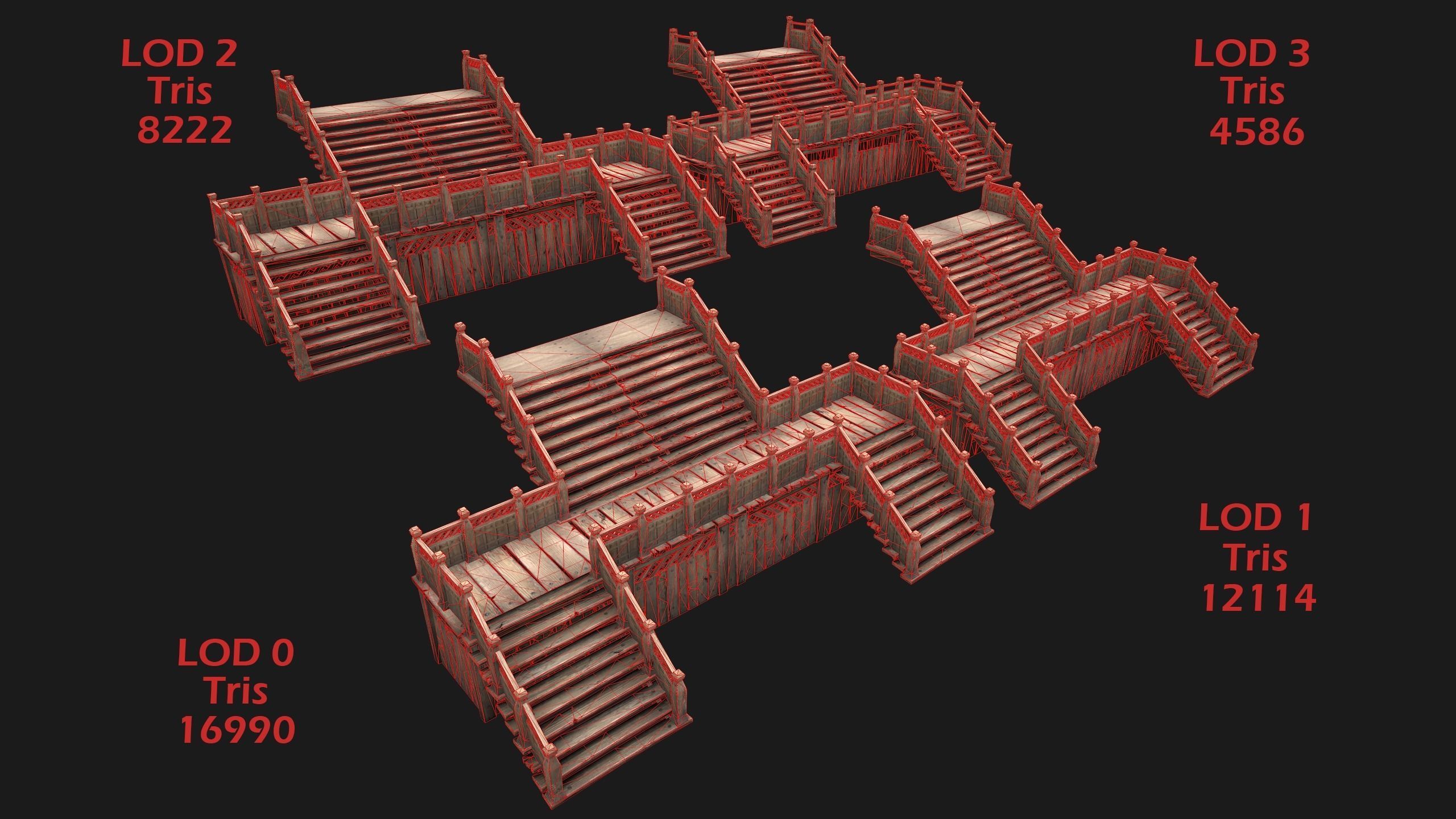 Stairs and Fences Medieval Pack Low-poly 3D model_20