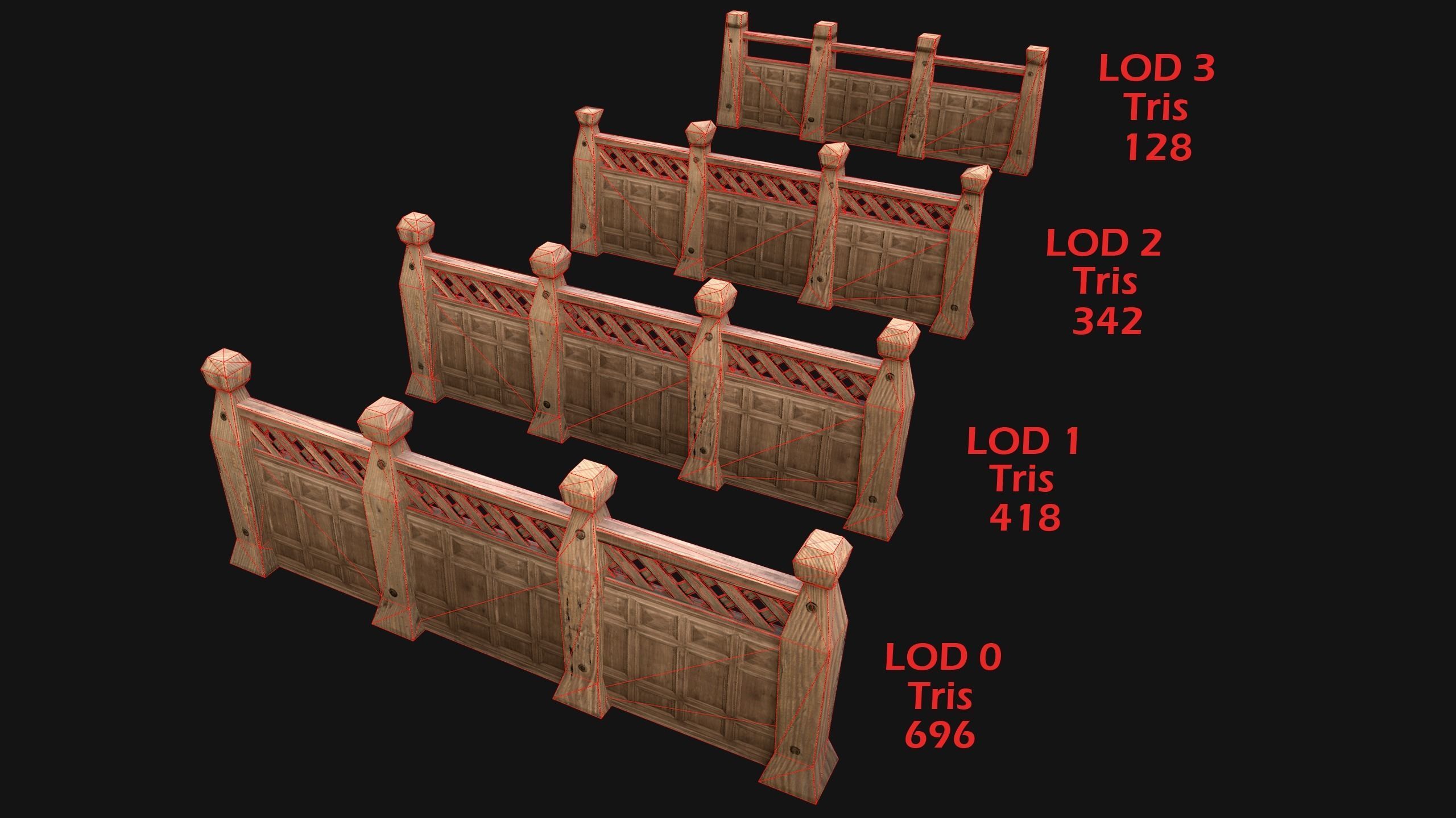 Stairs and Fences Medieval Pack Low-poly 3D model_21