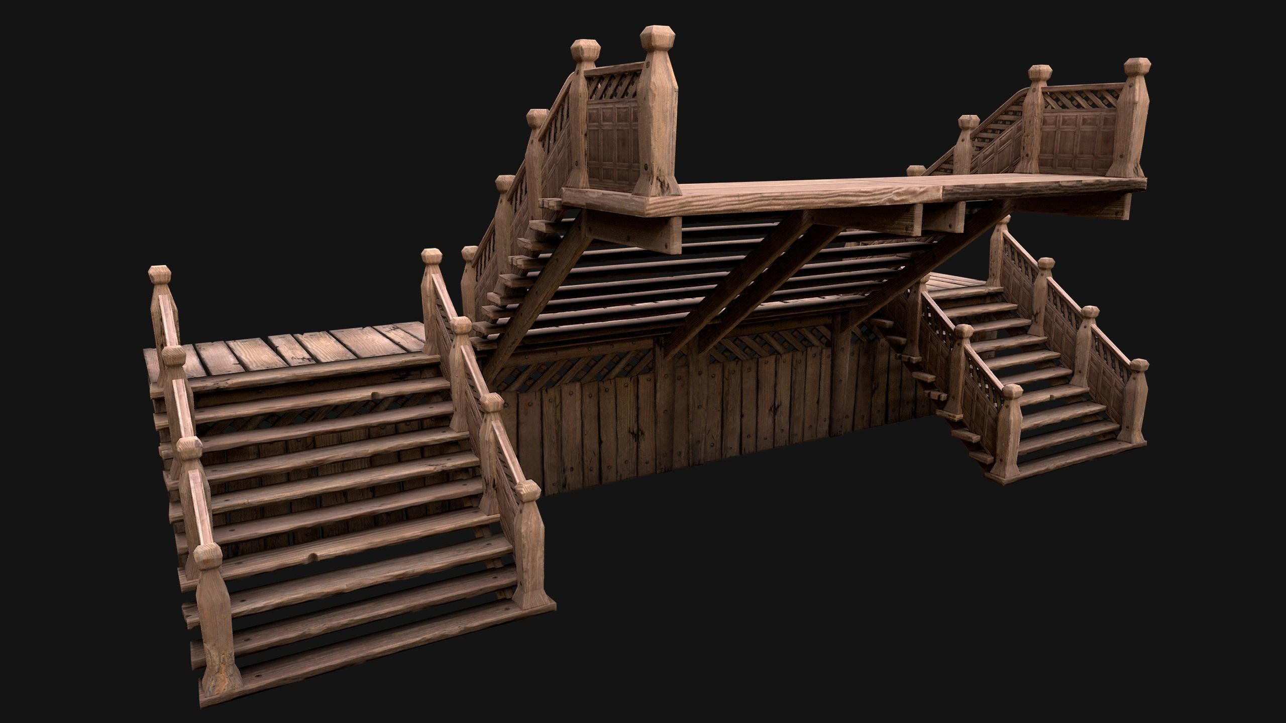Stairs and Fences Medieval Pack Low-poly 3D model_41