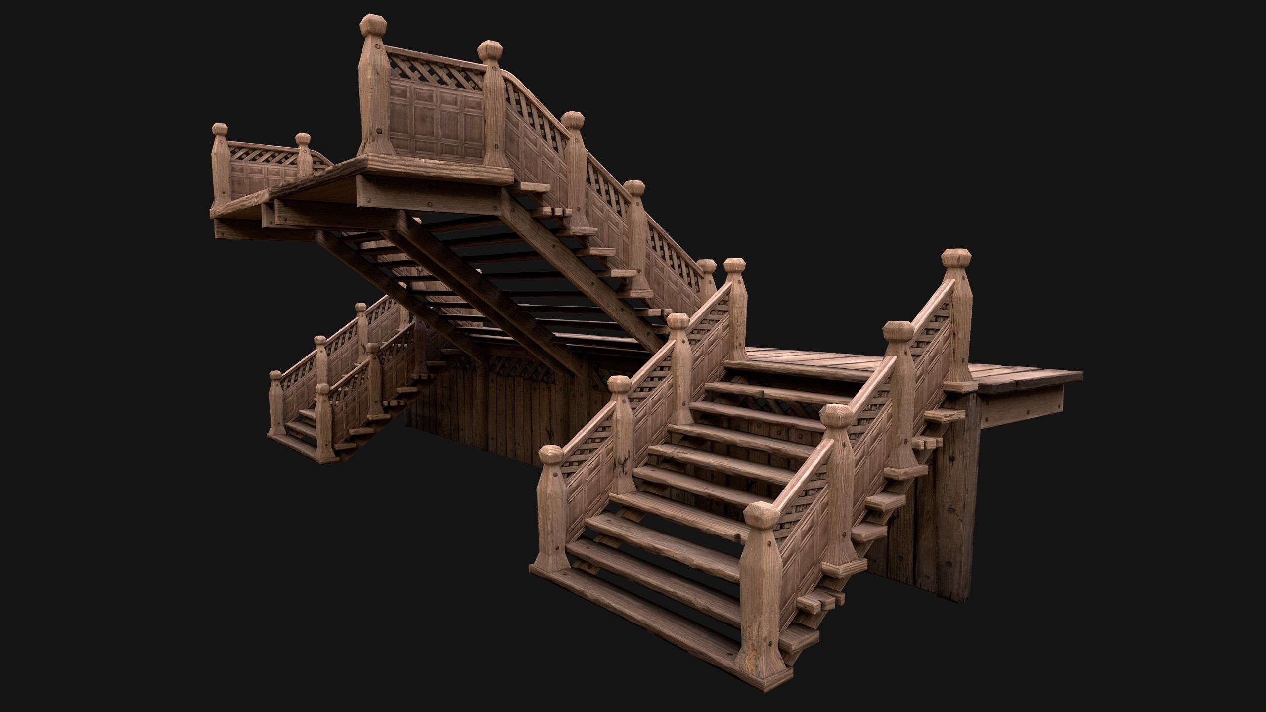 Stairs and Fences Medieval Pack Low-poly 3D model_40