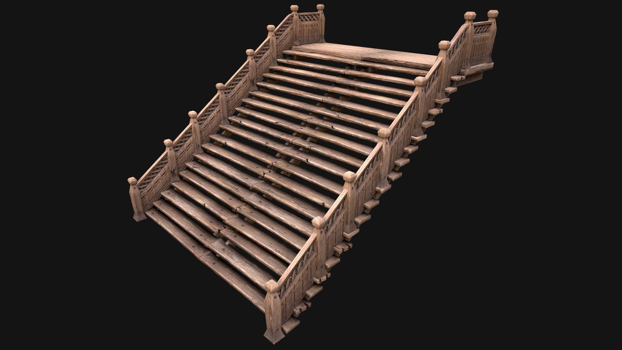 Stairs and Fences Medieval Pack Low-poly 3D model_29