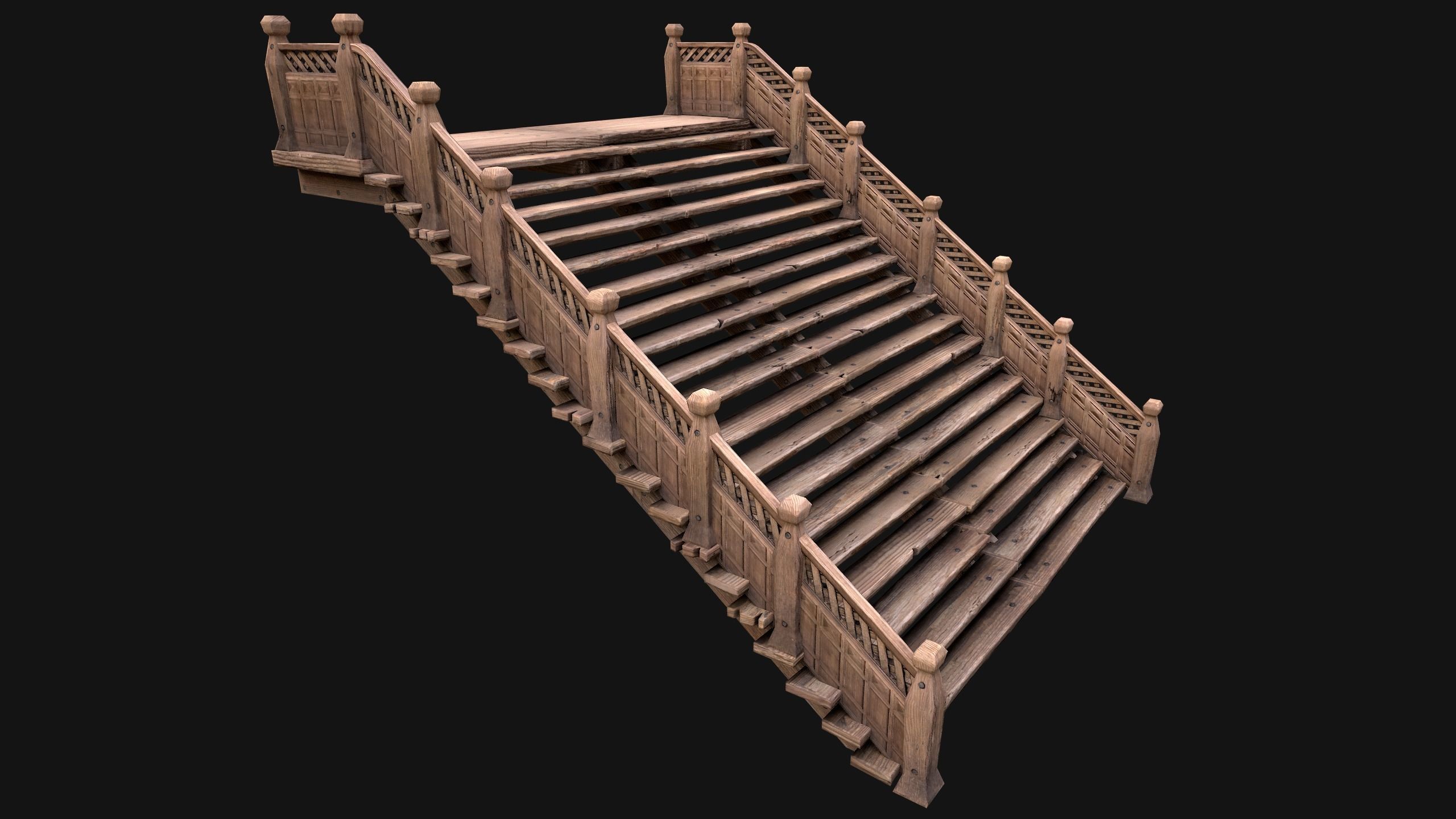 Stairs and Fences Medieval Pack Low-poly 3D model_28
