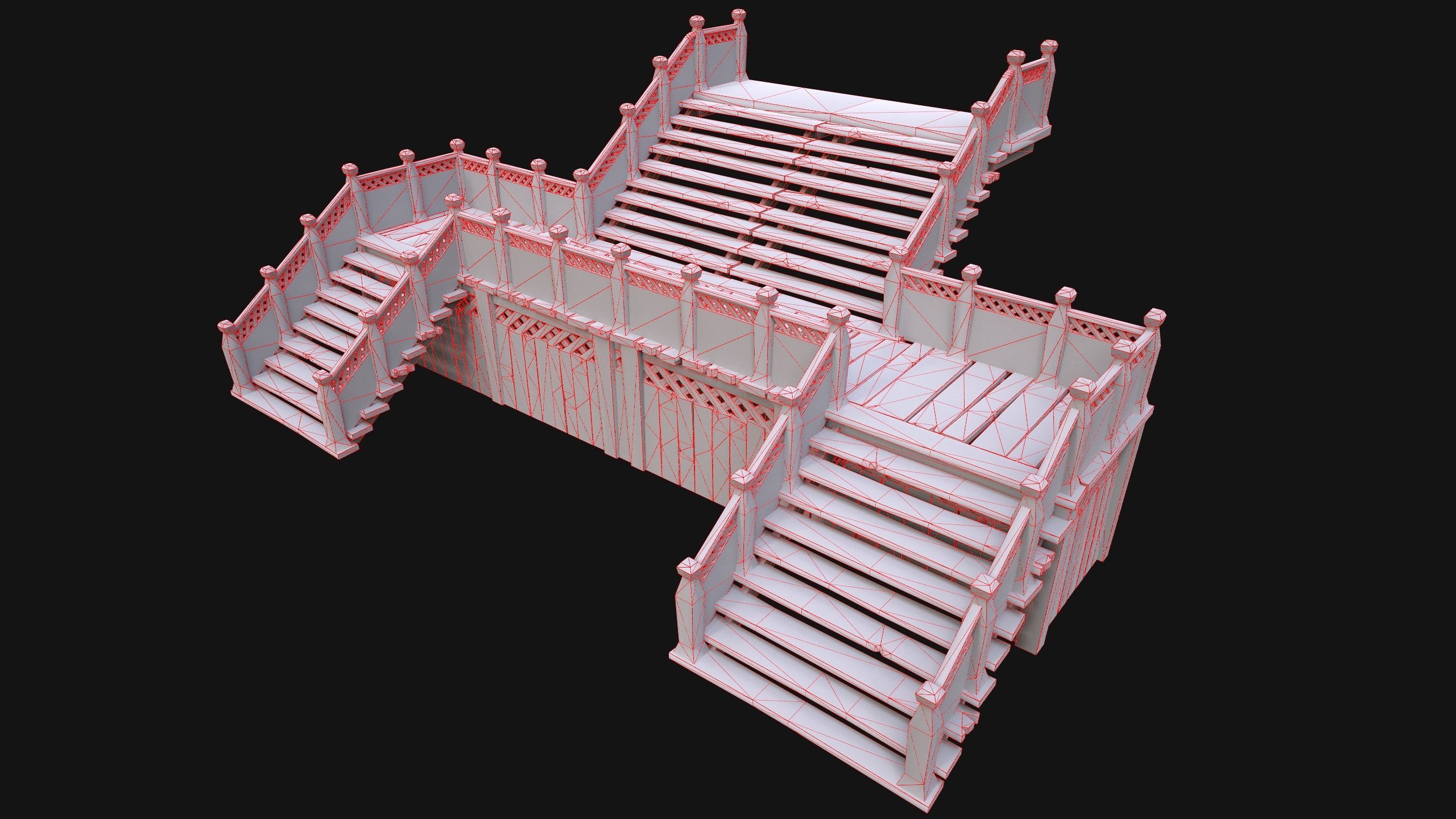Stairs and Fences Medieval Pack Low-poly 3D model_36