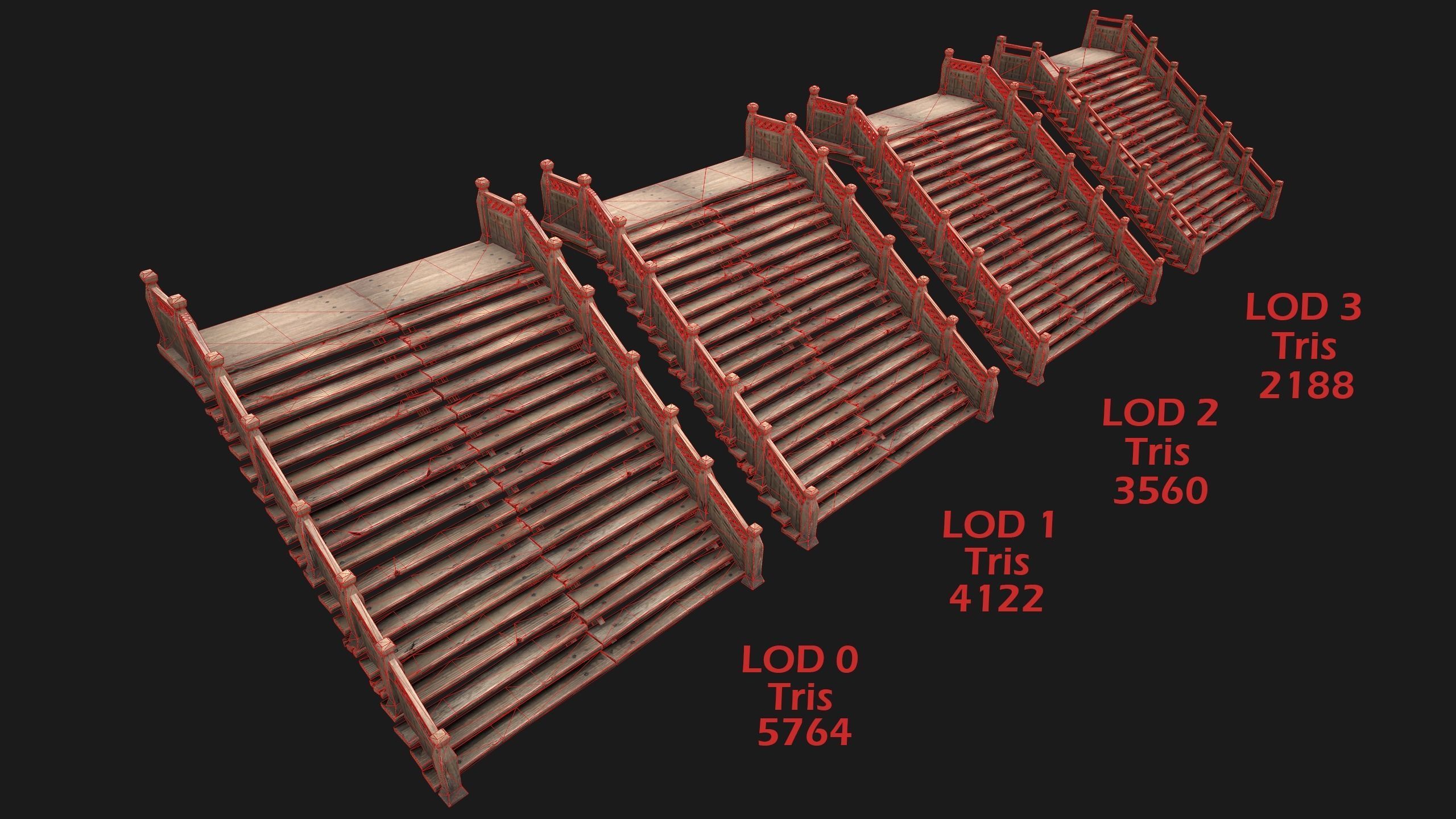 Stairs and Fences Medieval Pack Low-poly 3D model_13