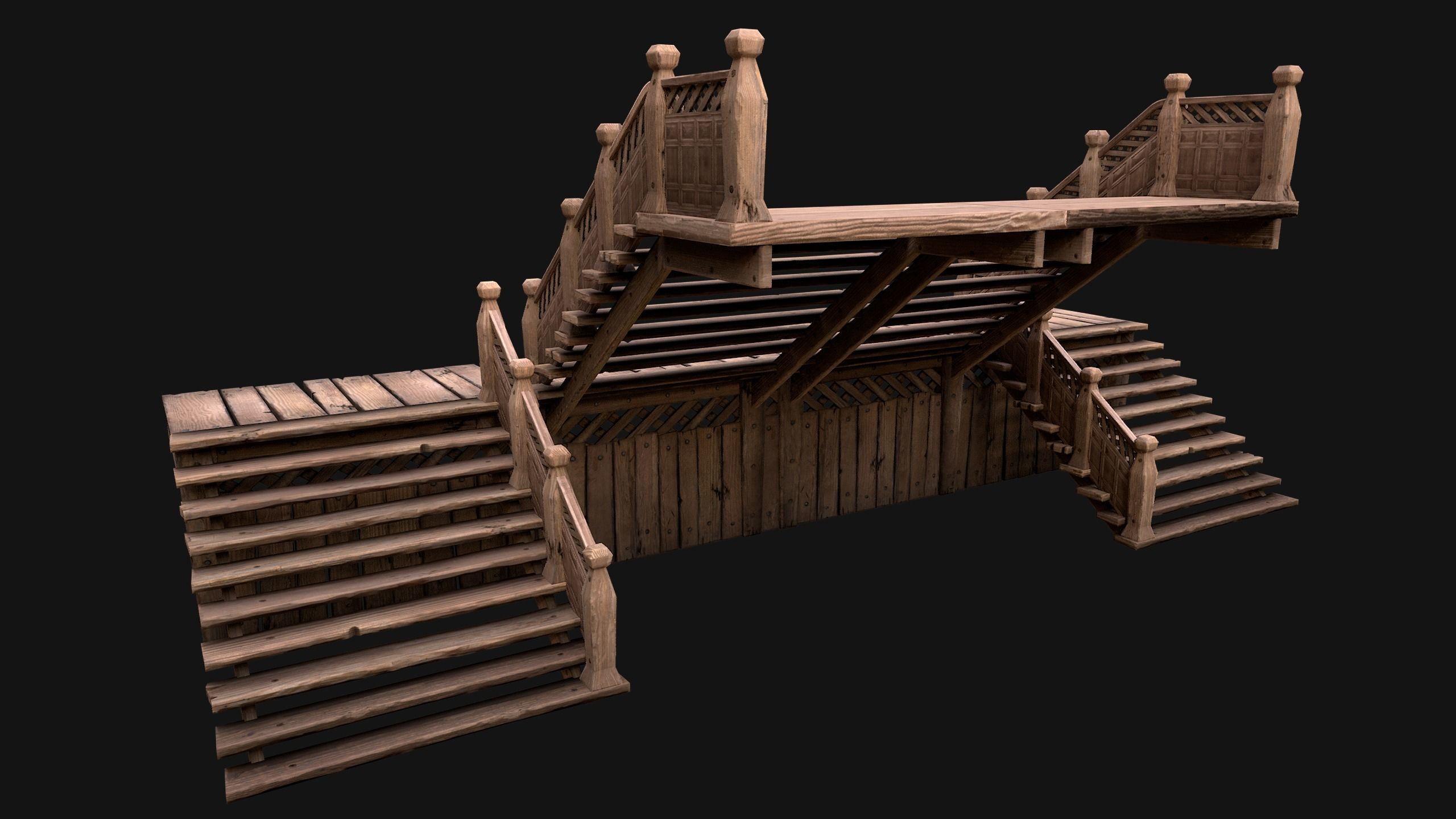 Stairs and Fences Medieval Pack Low-poly 3D model_42