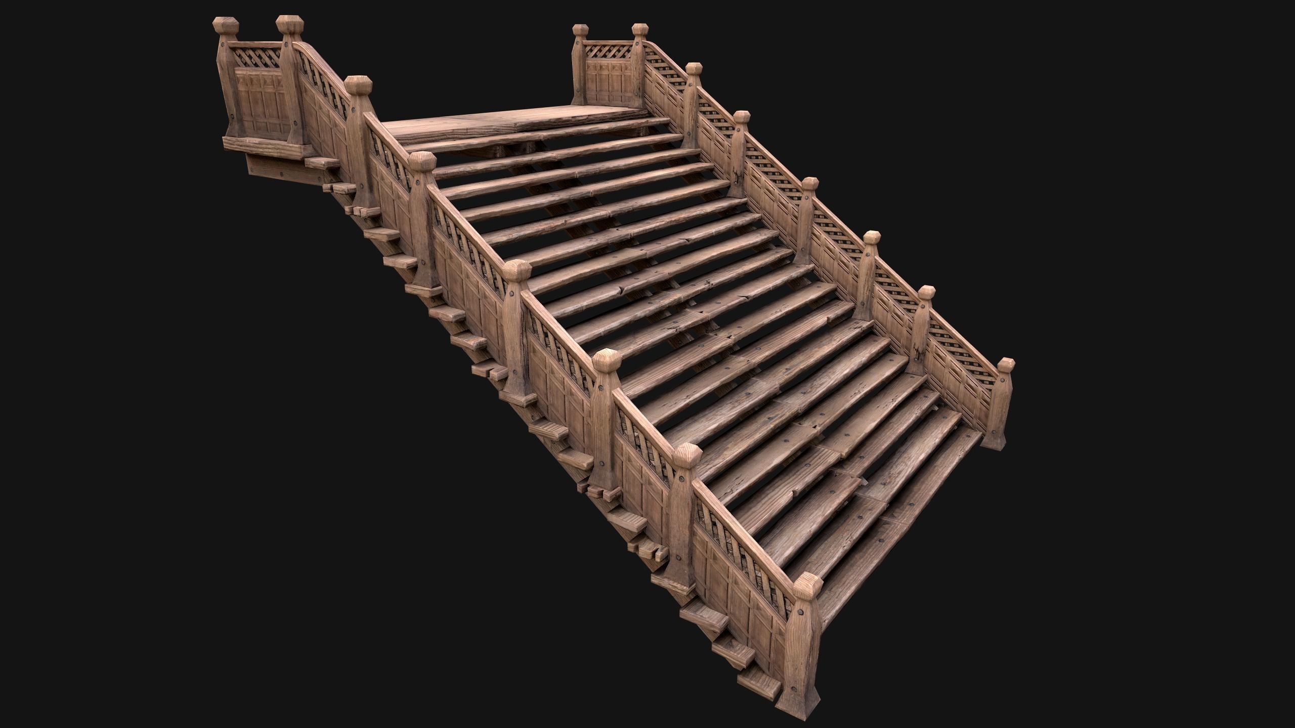 Stairs and Fences Medieval Pack Low-poly 3D model_12