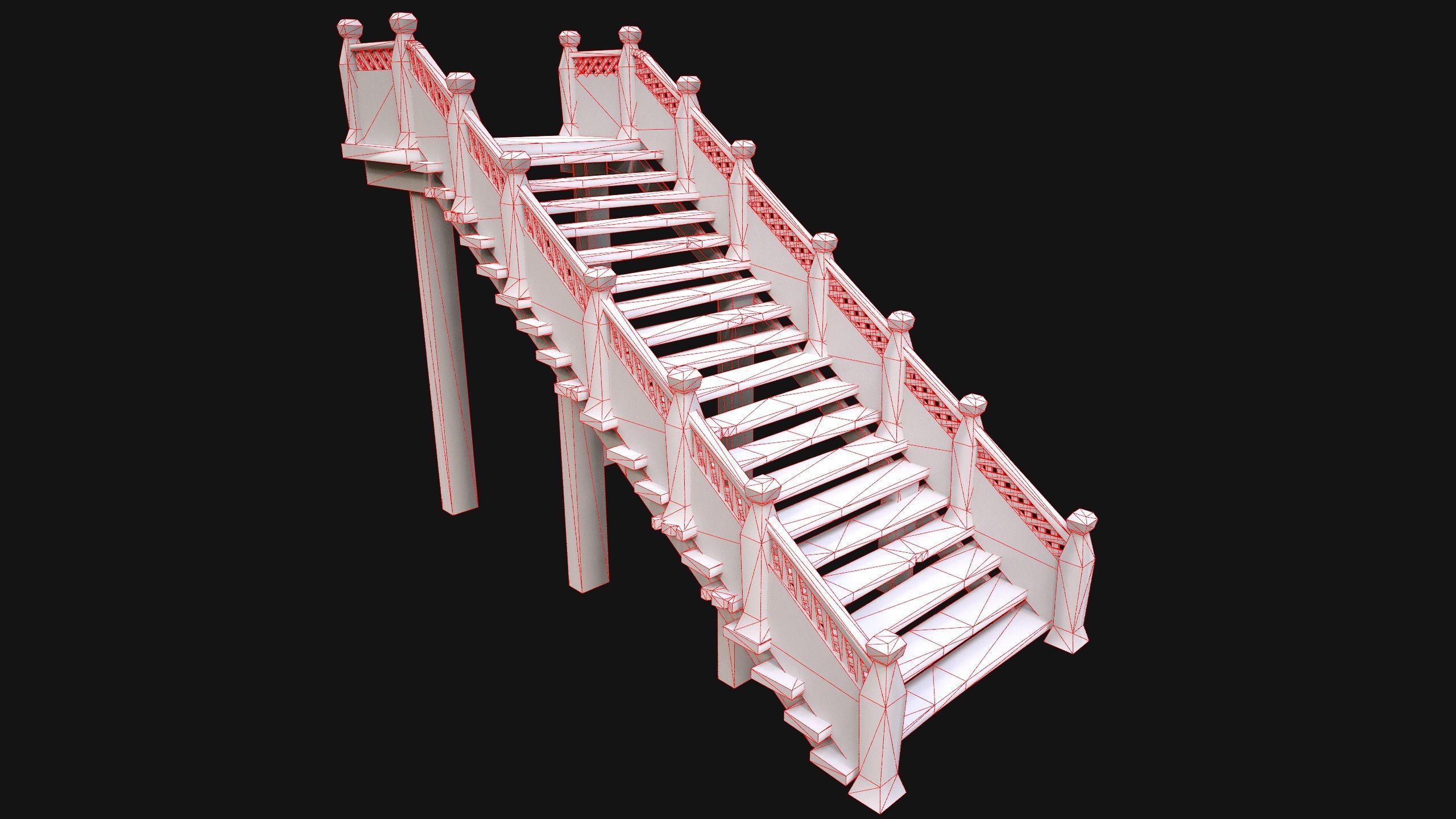 Stairs and Fences Medieval Pack Low-poly 3D model_47