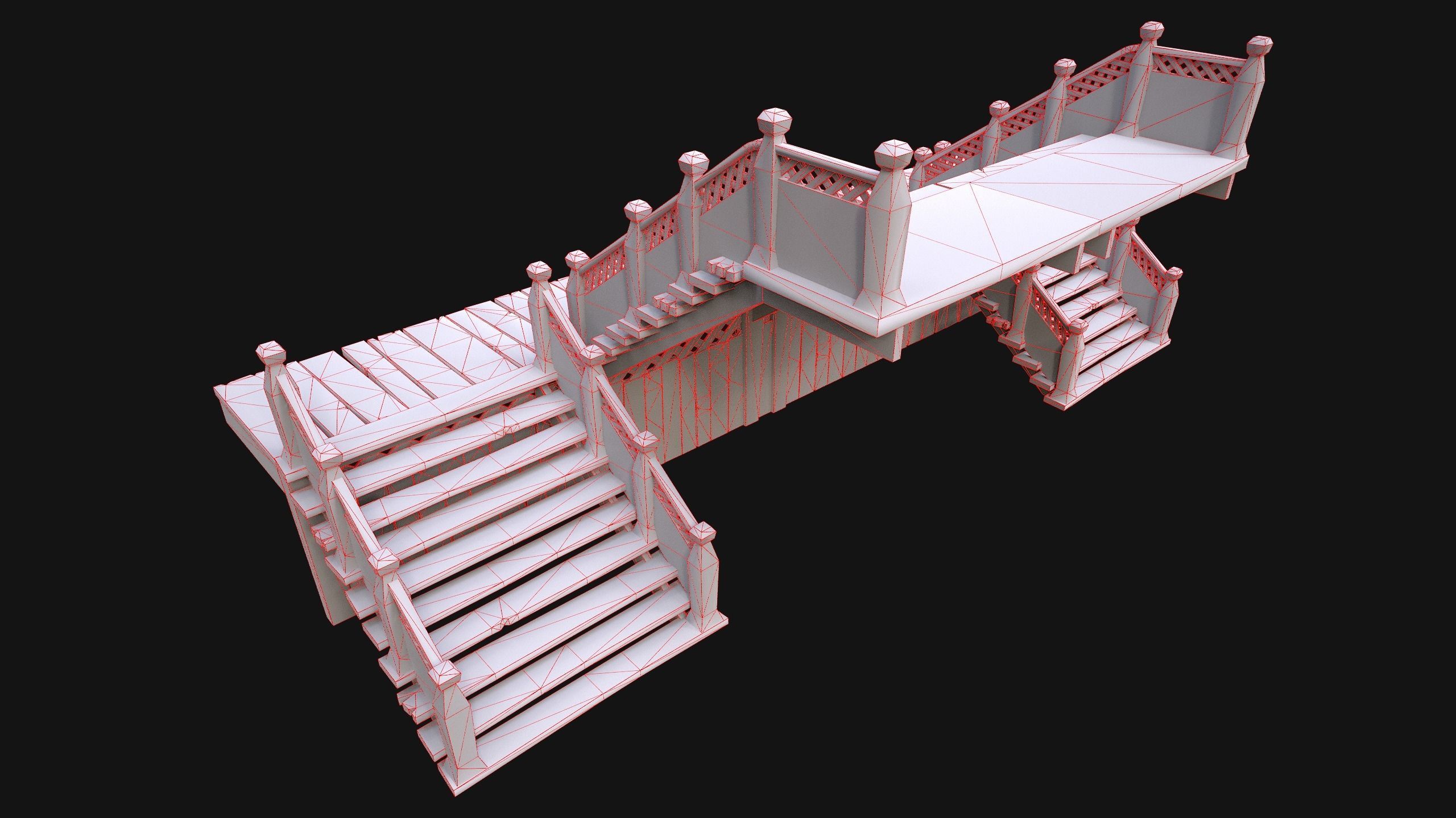 Stairs and Fences Medieval Pack Low-poly 3D model_44