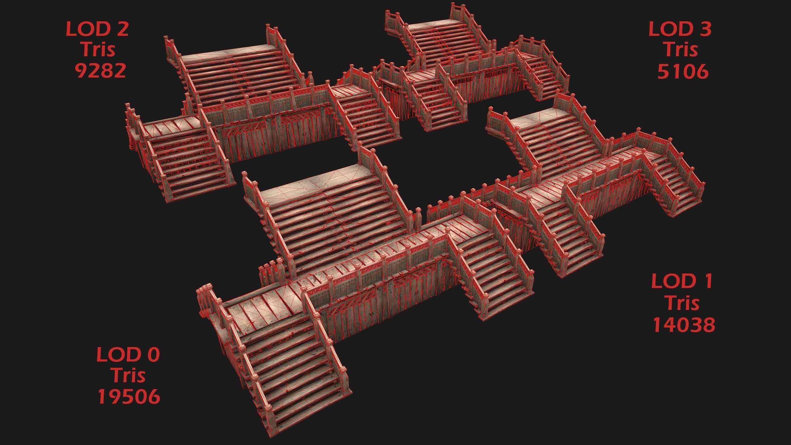 Stairs and Fences Medieval Pack Low-poly 3D model_18