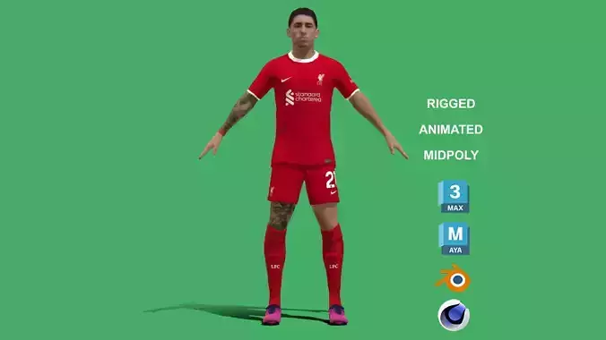 3D Rigged Konstantinos Tsimikas Liverpool 2024 3D model