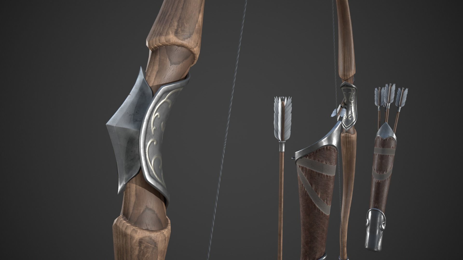 Fantasy Bow Low-poly 3D model_9