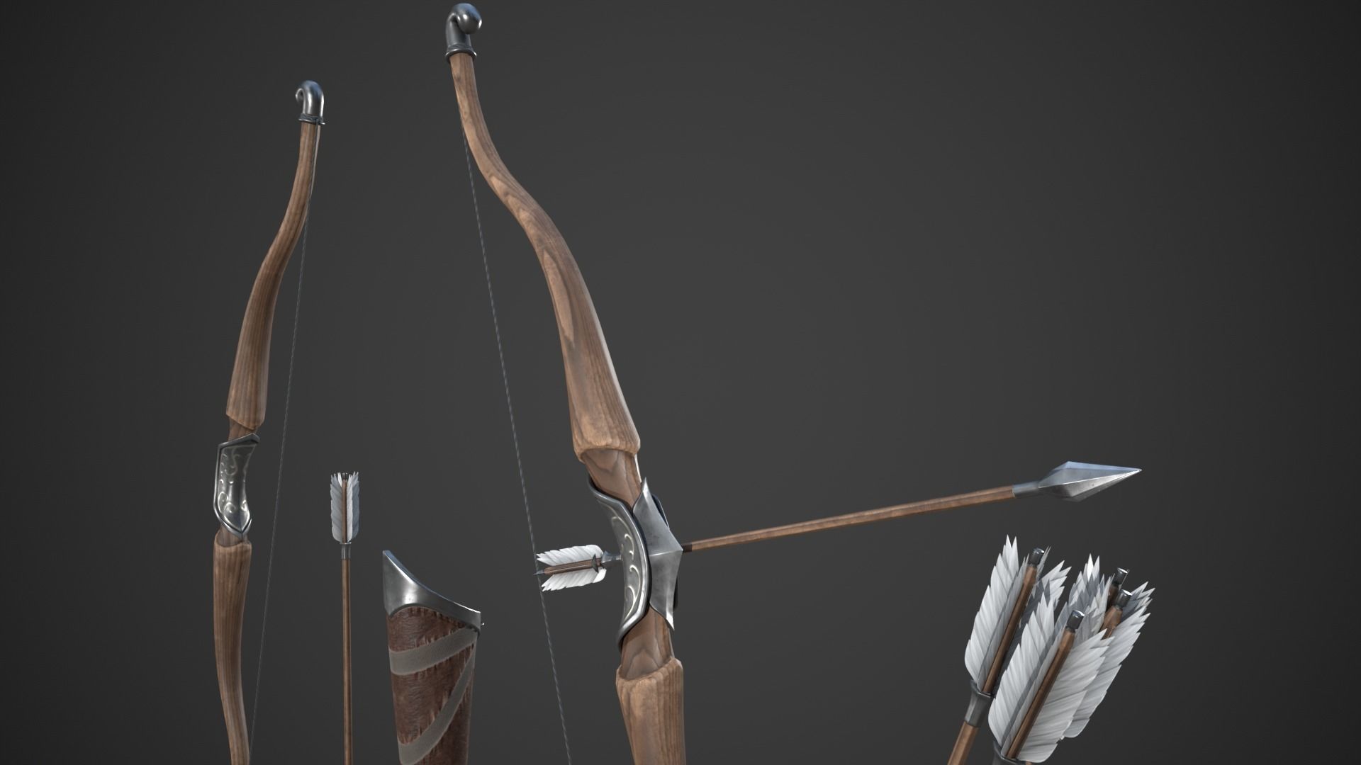 Fantasy Bow Low-poly 3D model_4