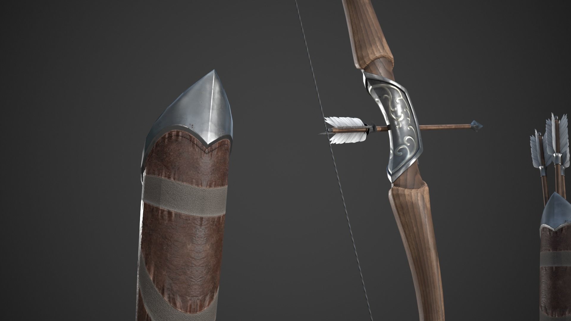 Fantasy Bow Low-poly 3D model_6