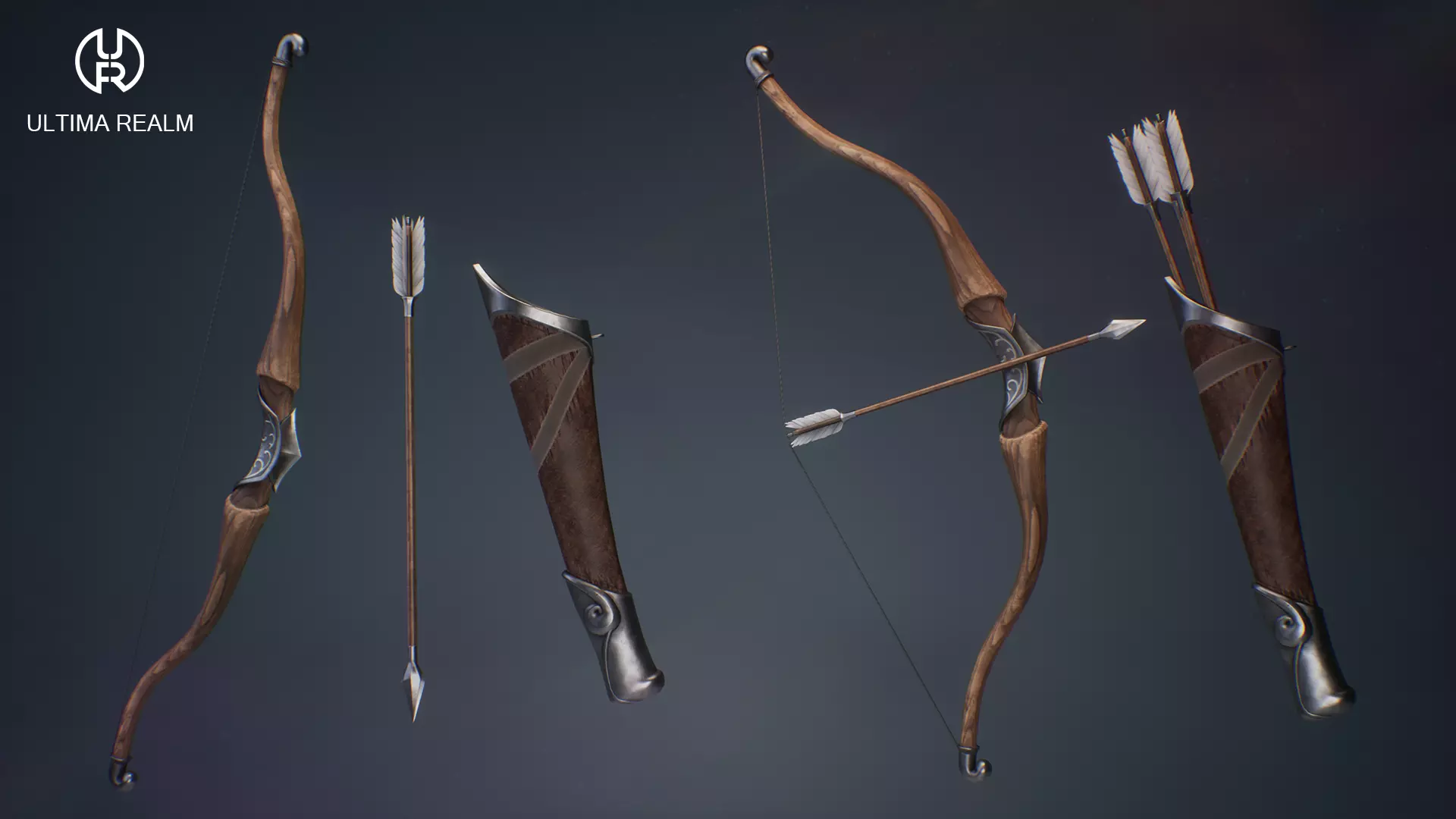 Fantasy Bow Low-poly 3D model_0
