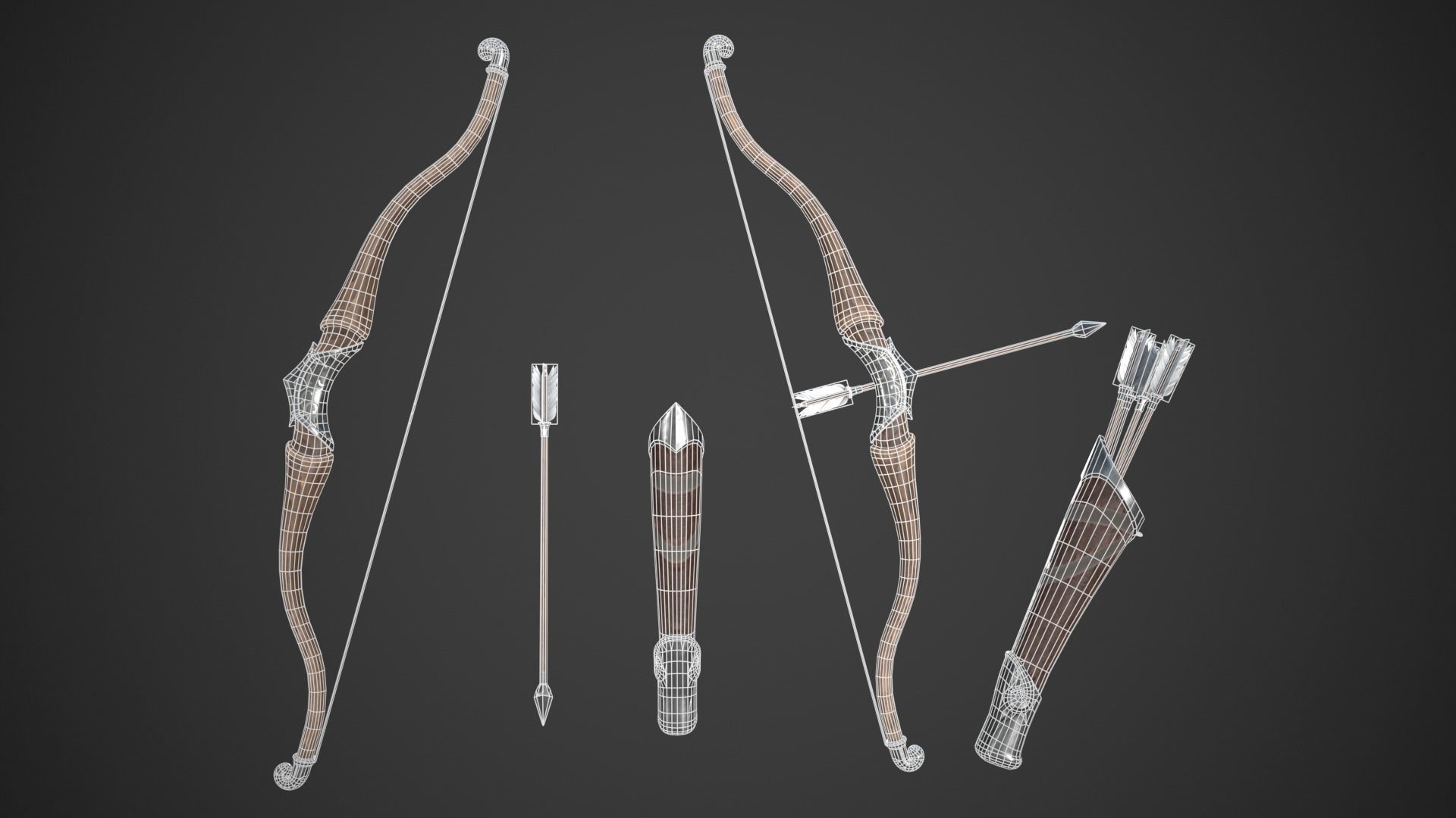 Fantasy Bow Low-poly 3D model_19