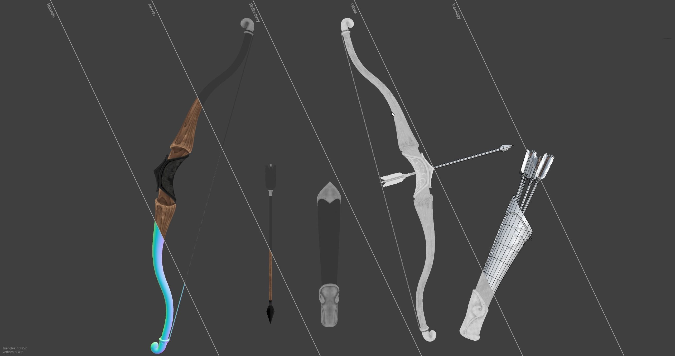 Fantasy Bow Low-poly 3D model_3