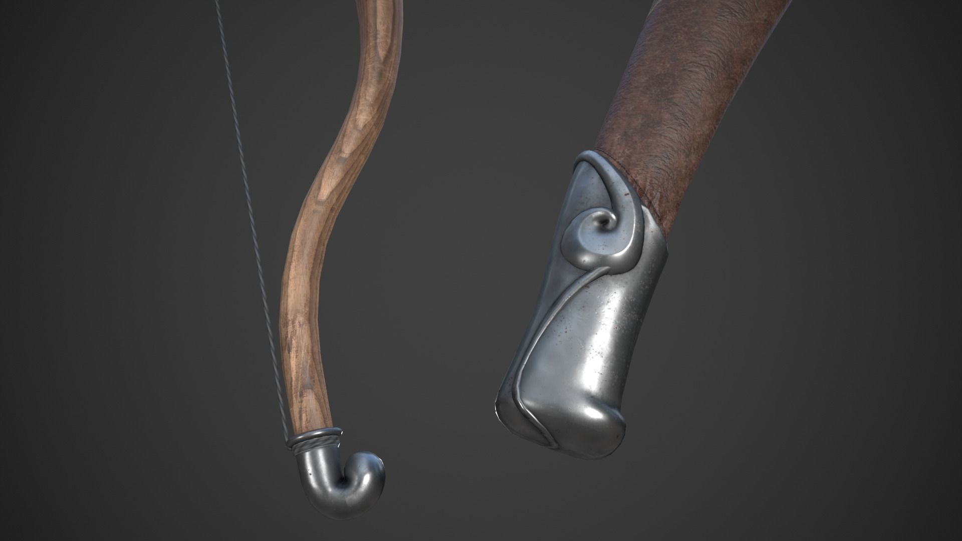 Fantasy Bow Low-poly 3D model_10