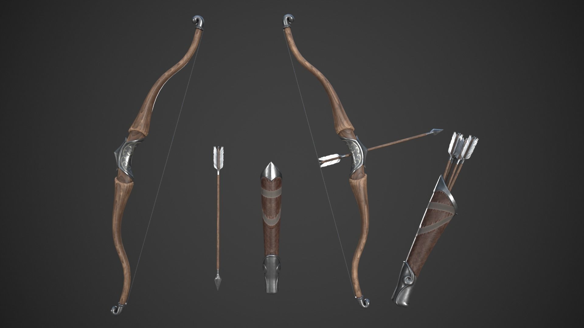 Fantasy Bow Low-poly 3D model_11
