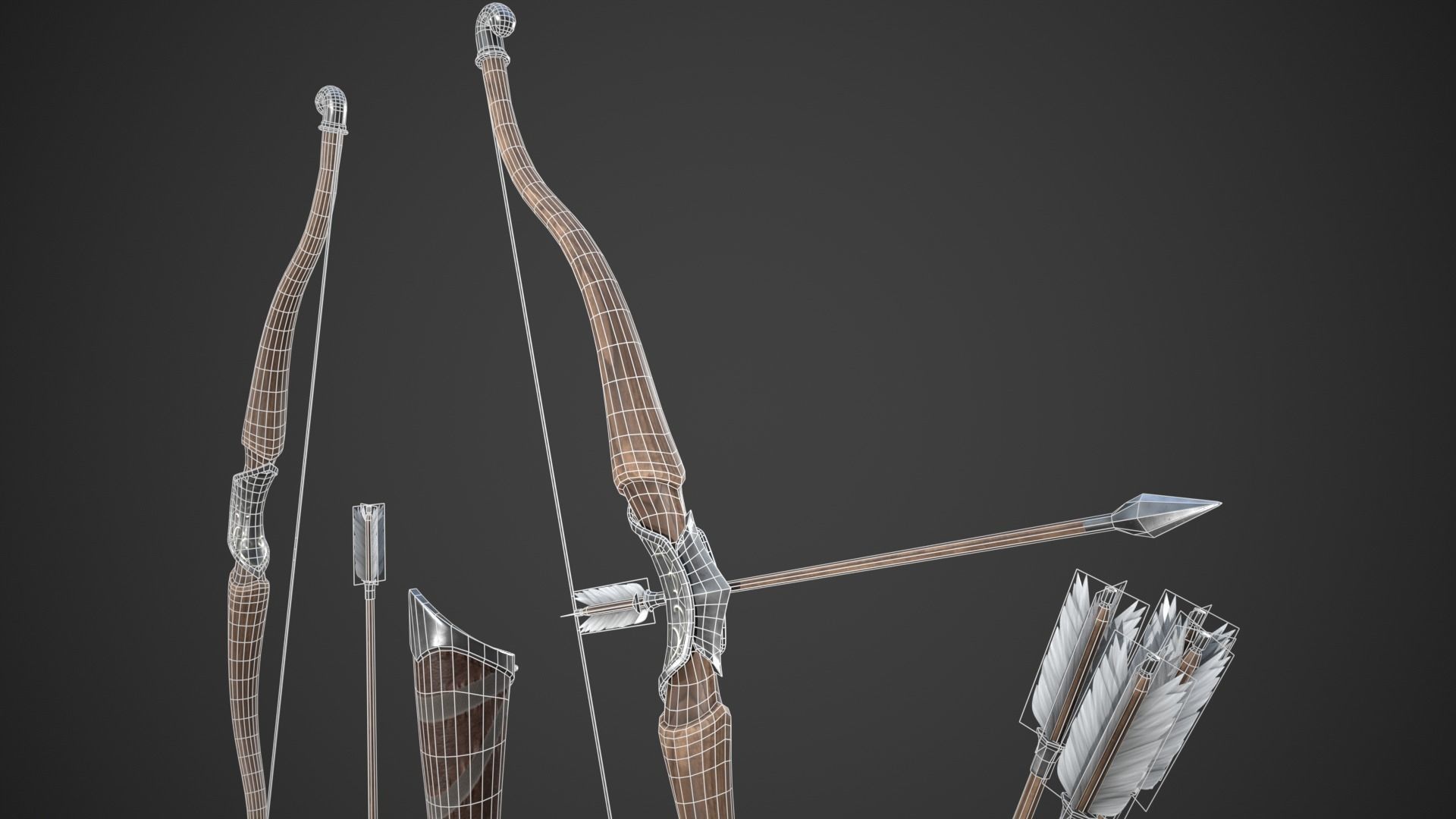 Fantasy Bow Low-poly 3D model_12
