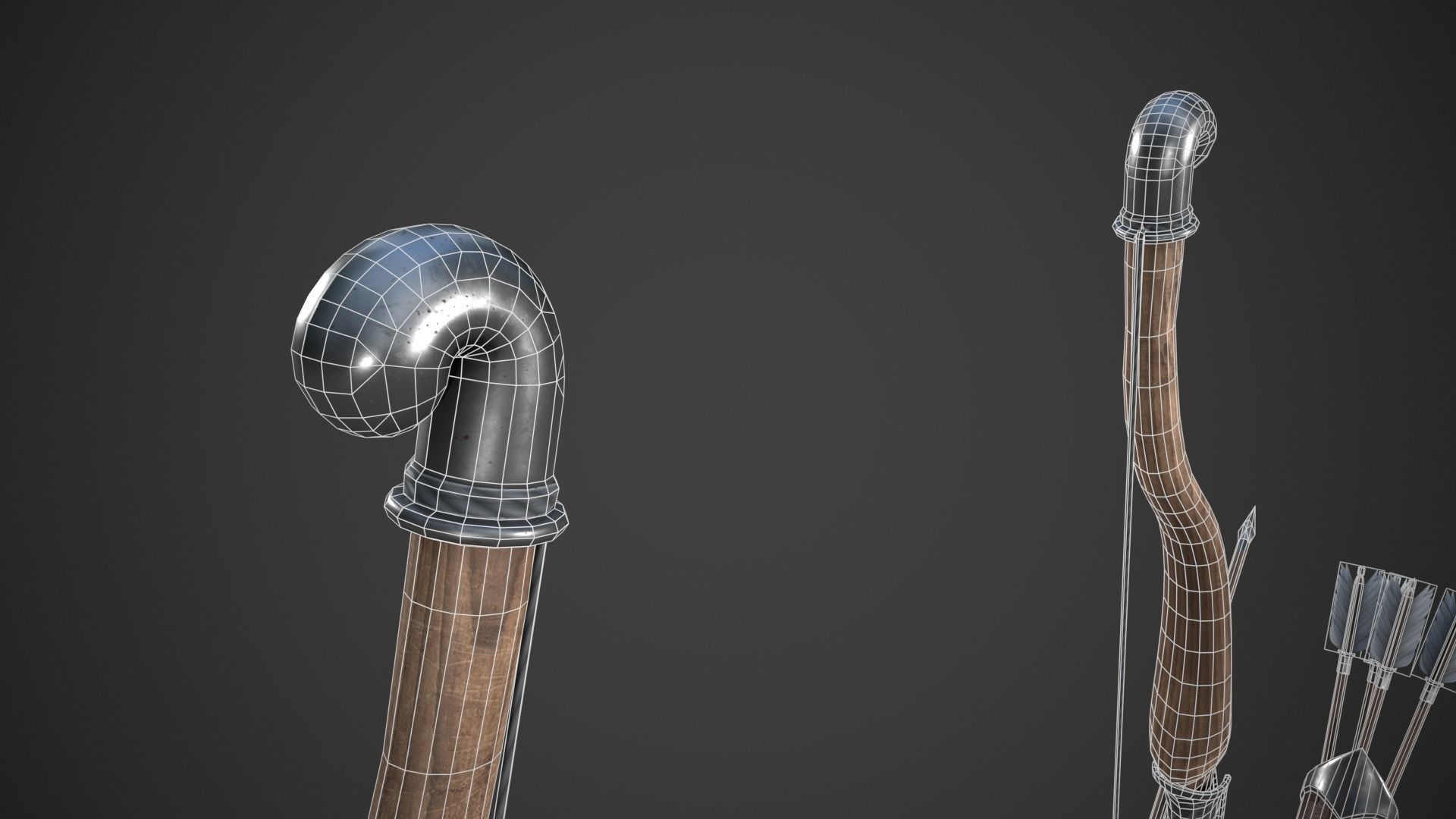 Fantasy Bow Low-poly 3D model_16