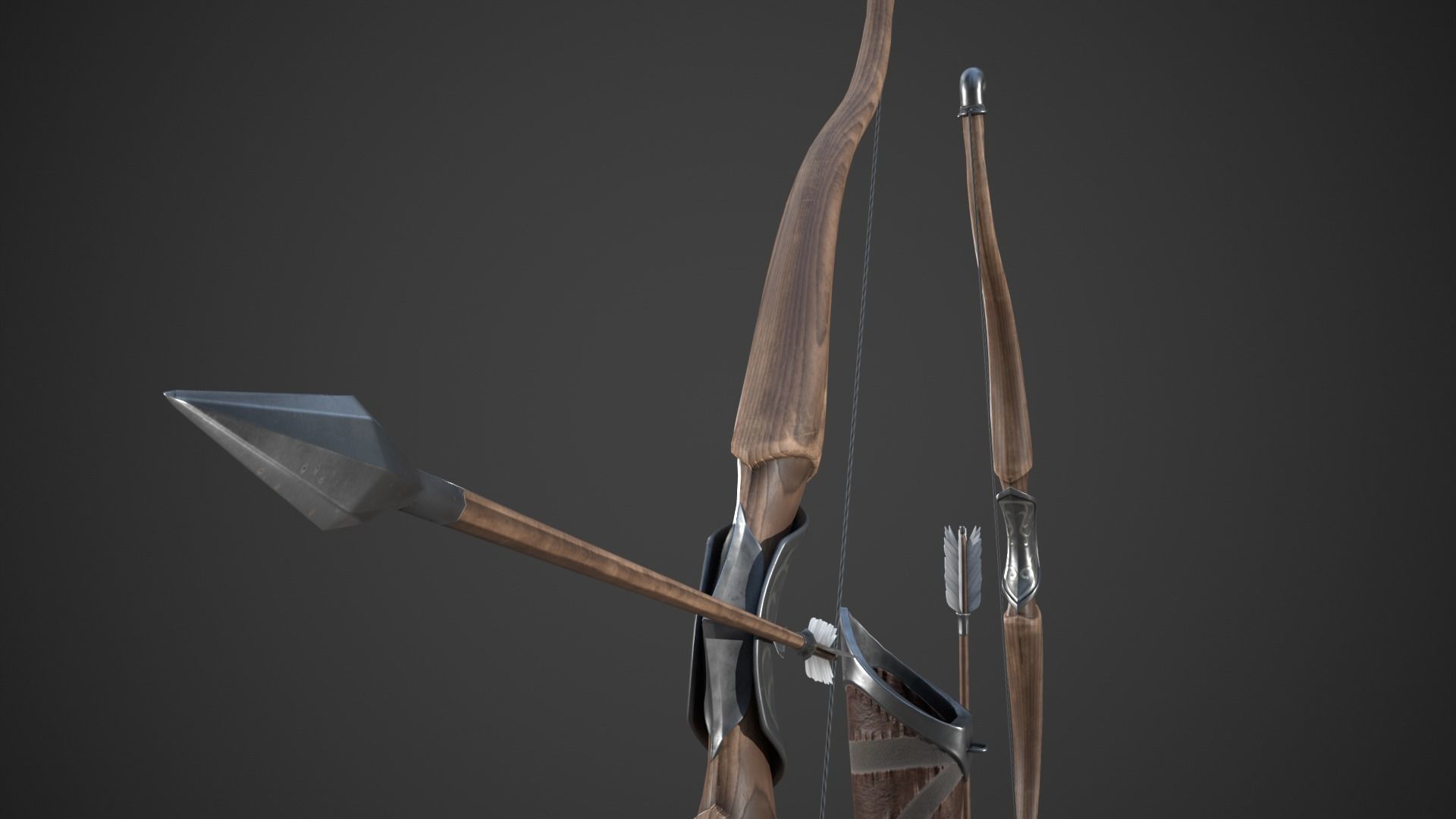 Fantasy Bow Low-poly 3D model_7