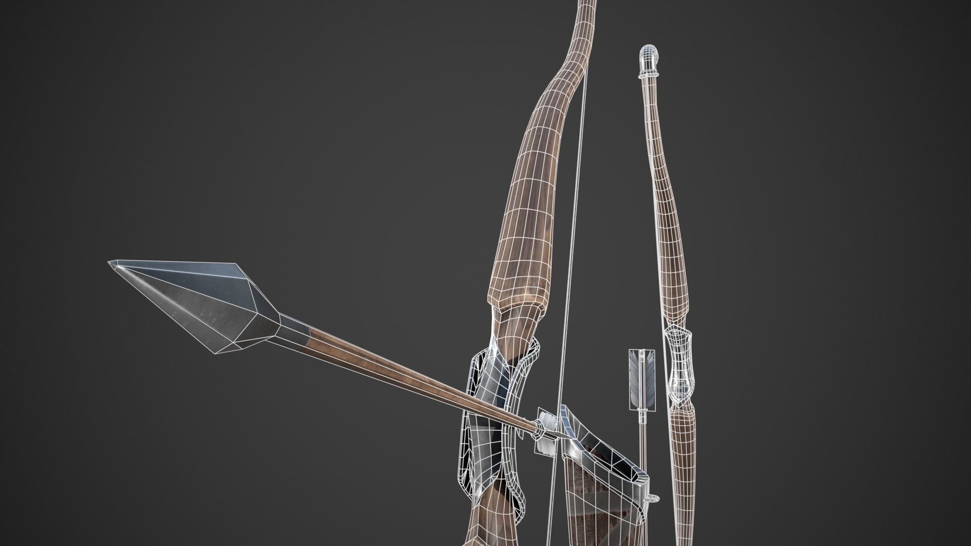 Fantasy Bow Low-poly 3D model_15