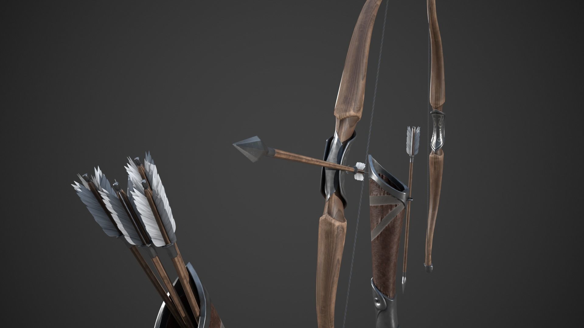 Fantasy Bow Low-poly 3D model_5