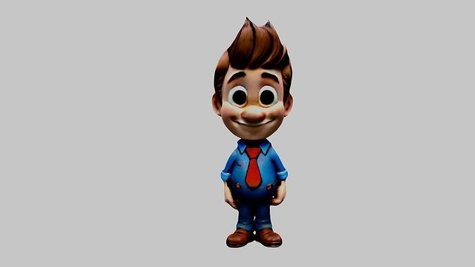  Man Cartoon Character Low-poly 3D model