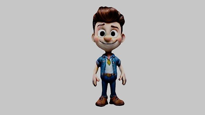 Man Cartoon Character Low-poly 3D model