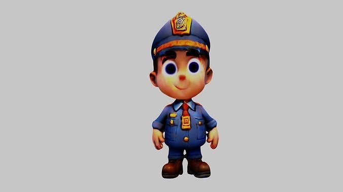  Man Cartoon Character Low-poly 3D model