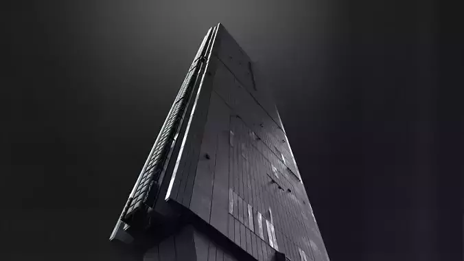 Scifi brutalist building 3D model