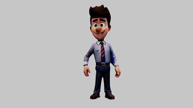 Man Cartoon Character Low-poly 3D model