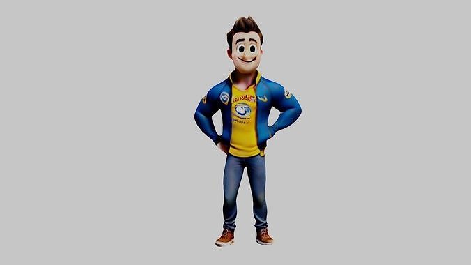 Man Cartoon Character Low-poly 3D model