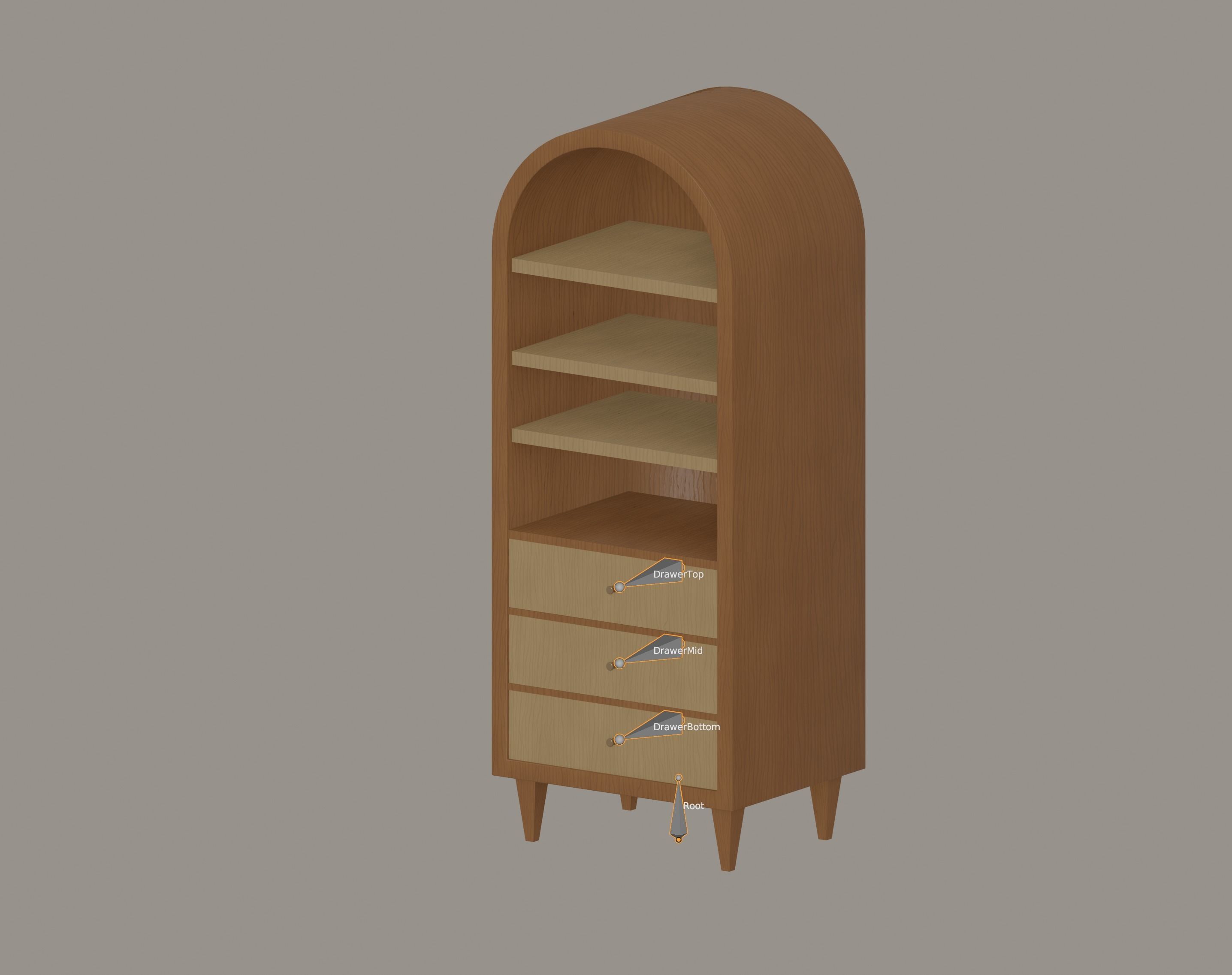 Round Bookshelf Low-poly 3D model_14