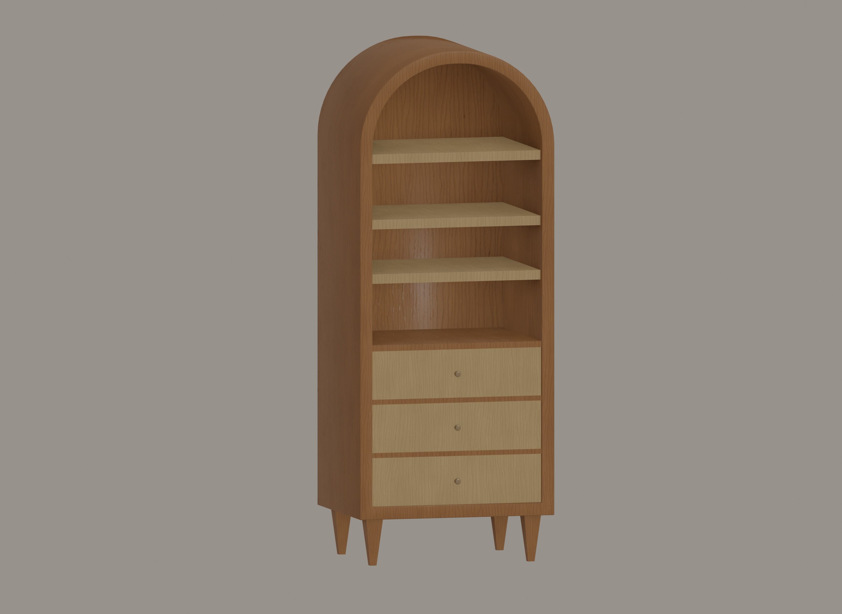 Round Bookshelf Low-poly 3D model_1