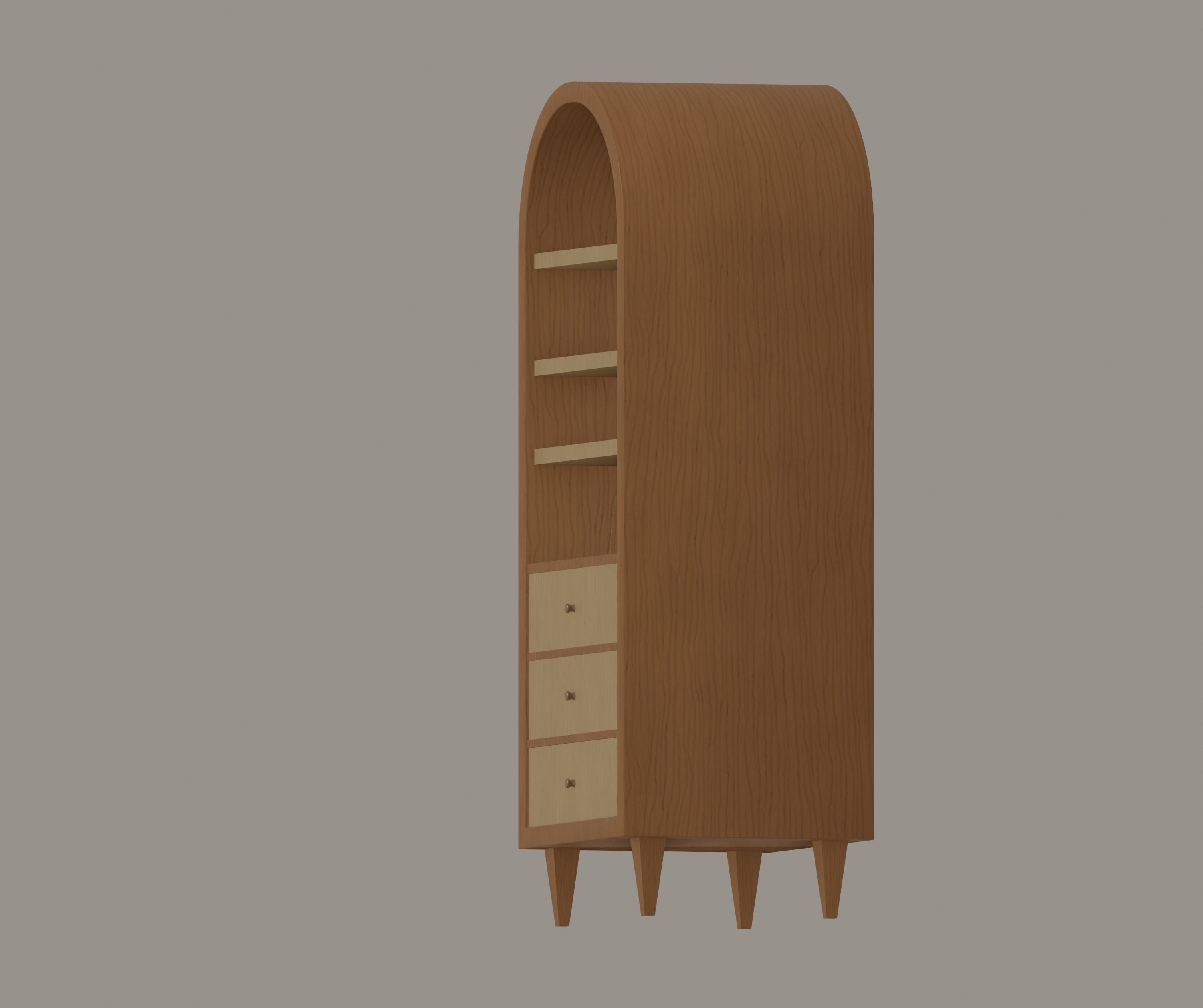 Round Bookshelf Low-poly 3D model_7