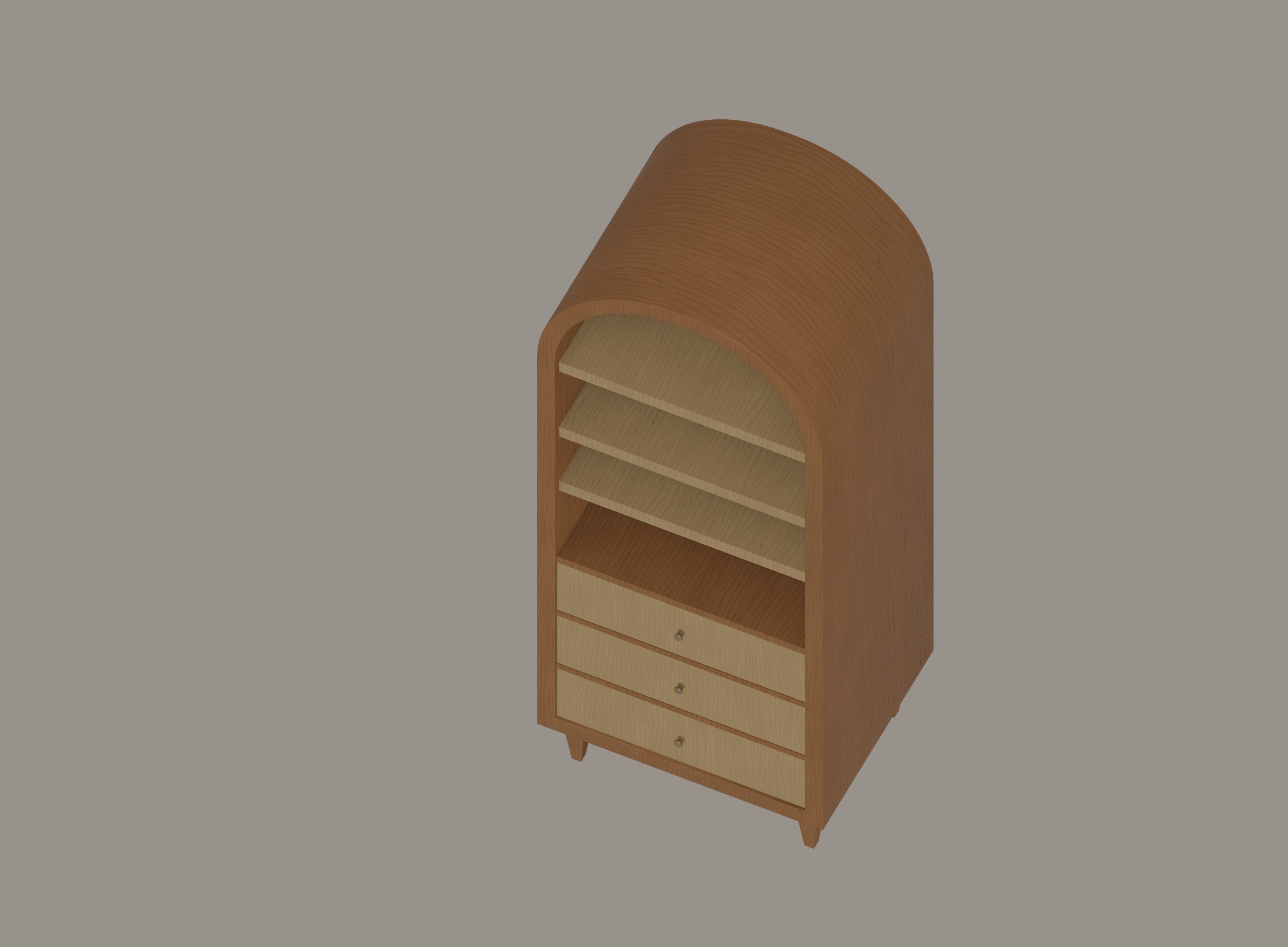 Round Bookshelf Low-poly 3D model_3