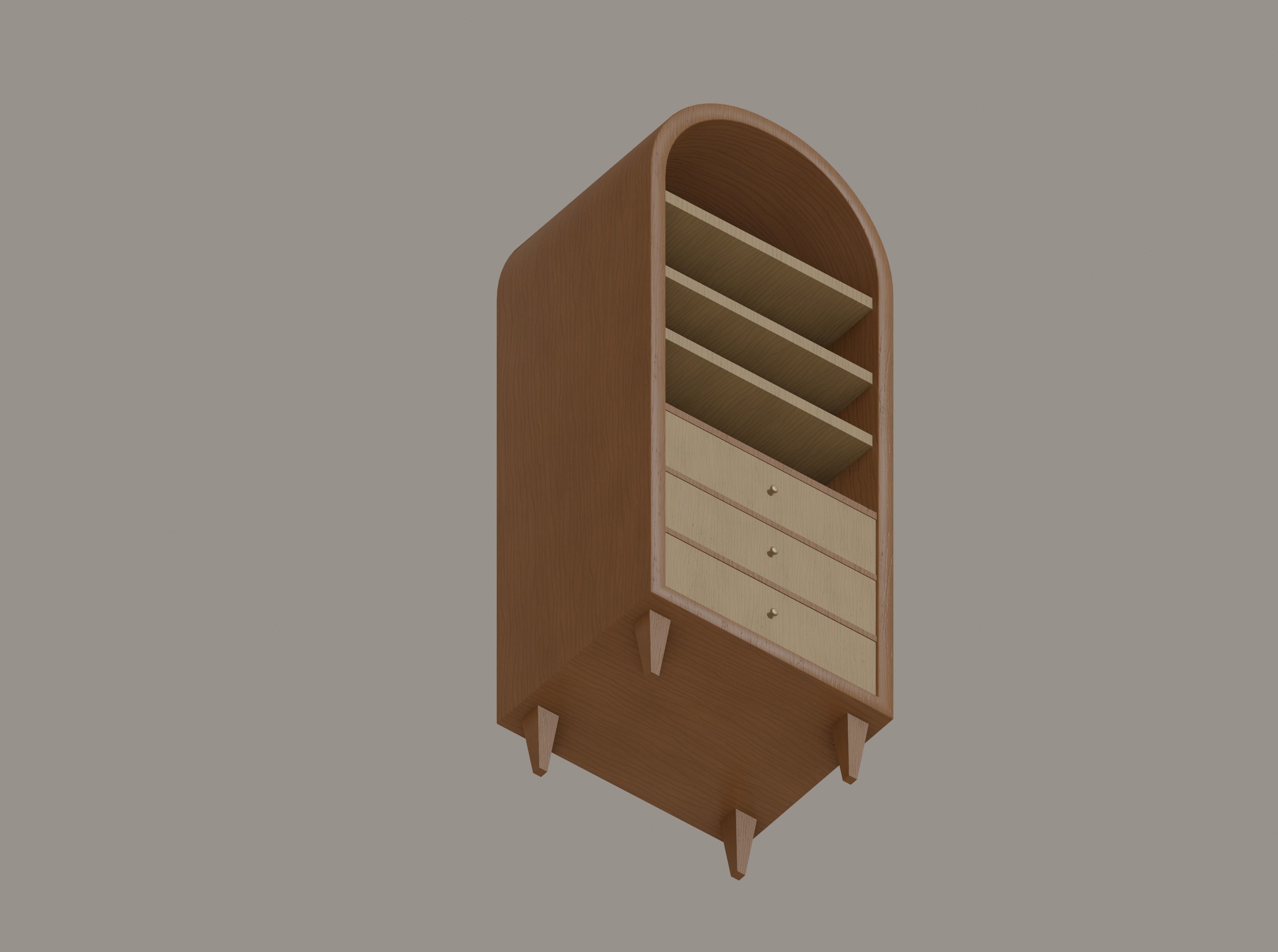 Round Bookshelf Low-poly 3D model_5