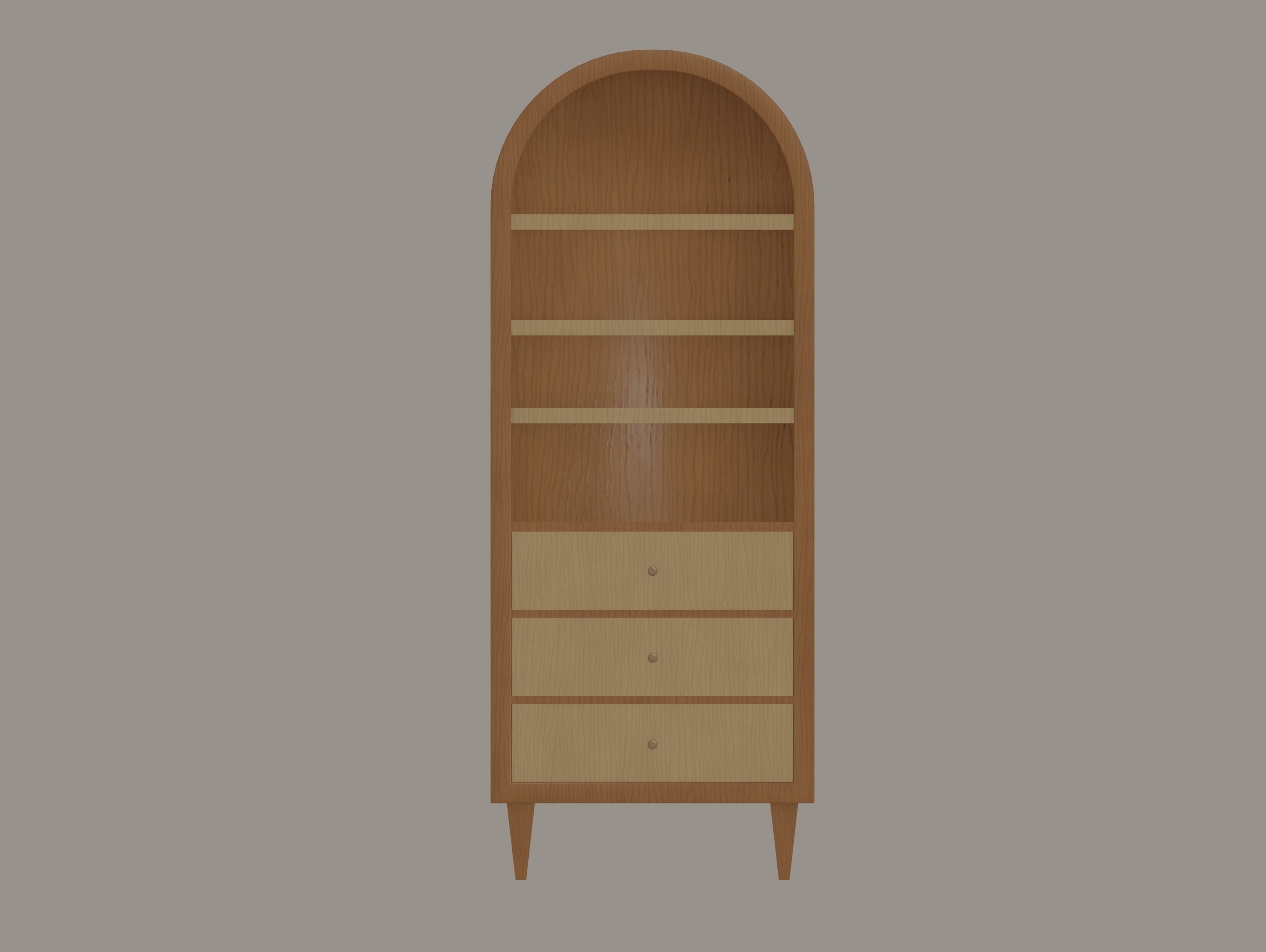 Round Bookshelf Low-poly 3D model_9