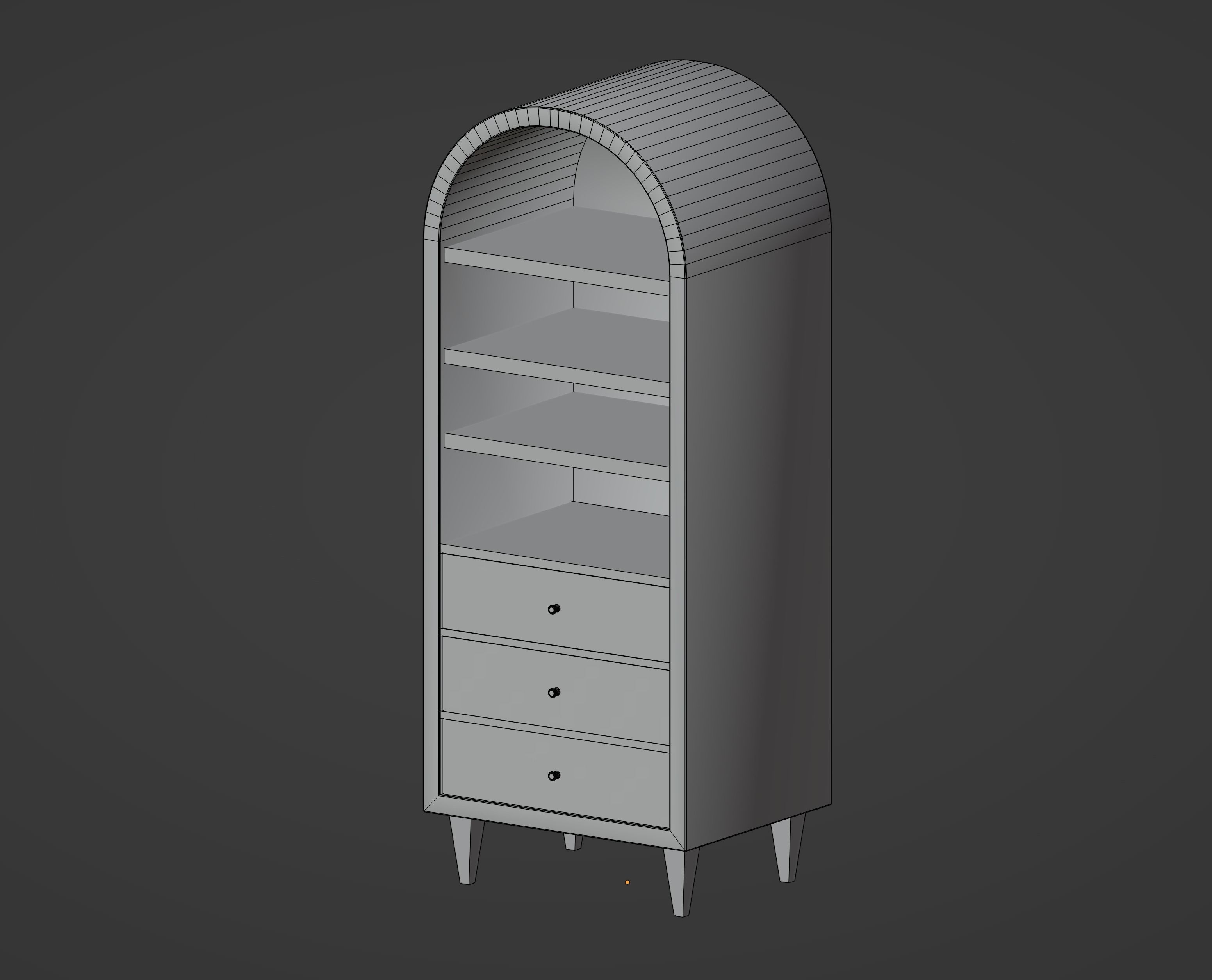 Round Bookshelf Low-poly 3D model_15