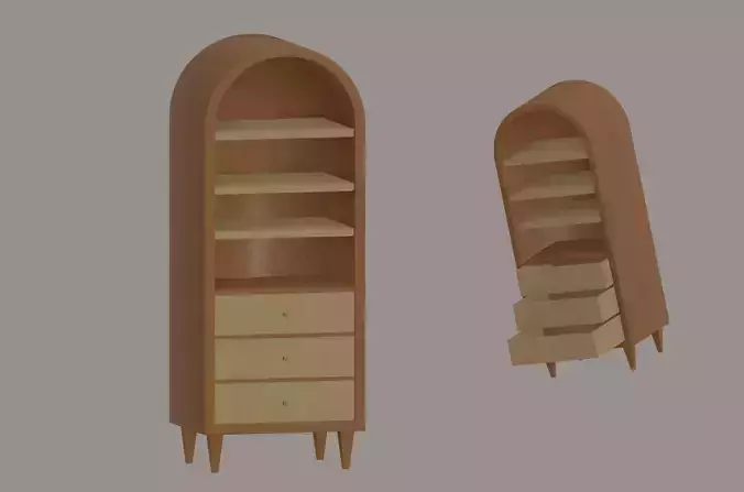 Round Bookshelf Low-poly 3D model