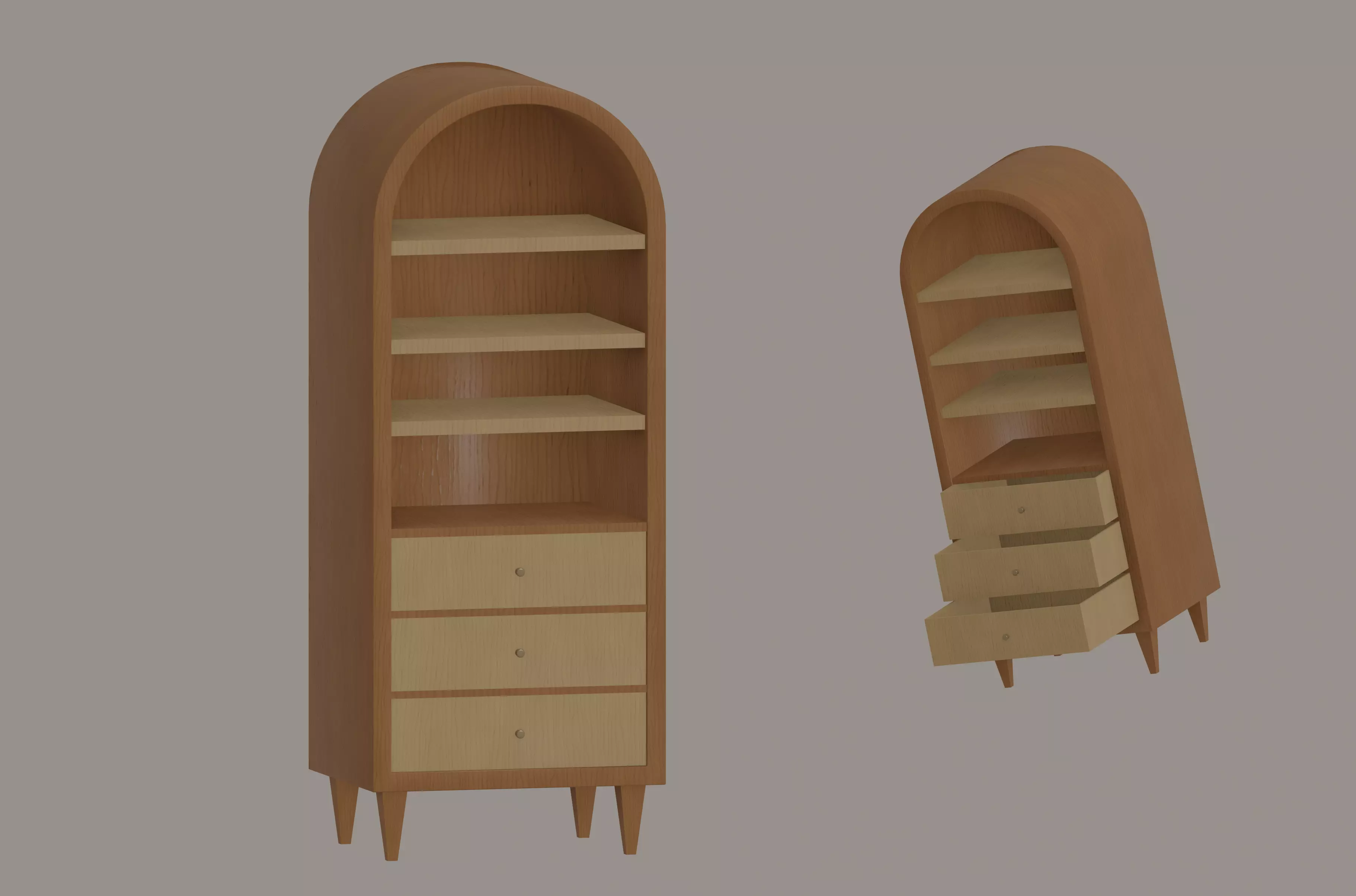 Round Bookshelf Low-poly 3D model_0