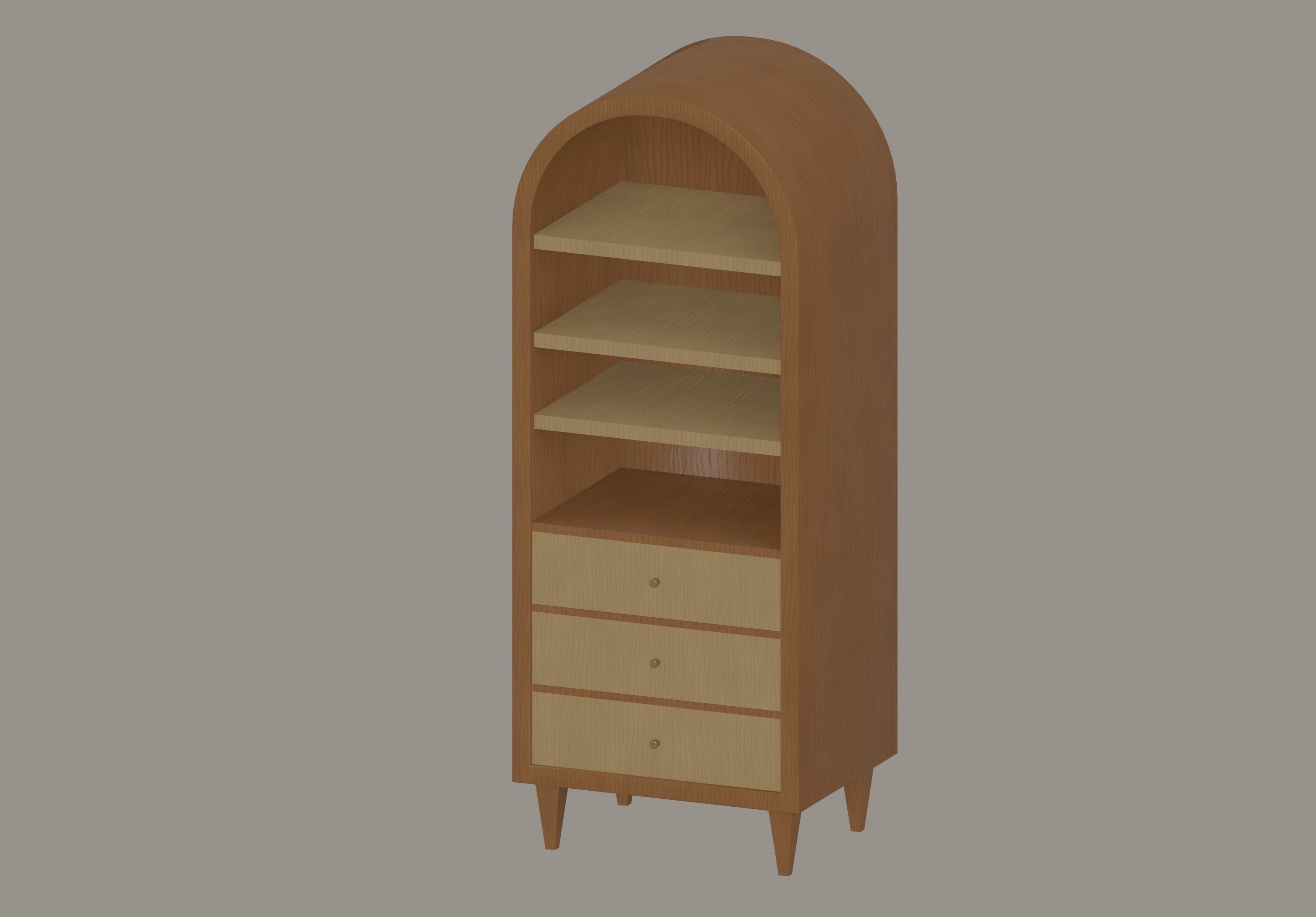 Round Bookshelf Low-poly 3D model_2