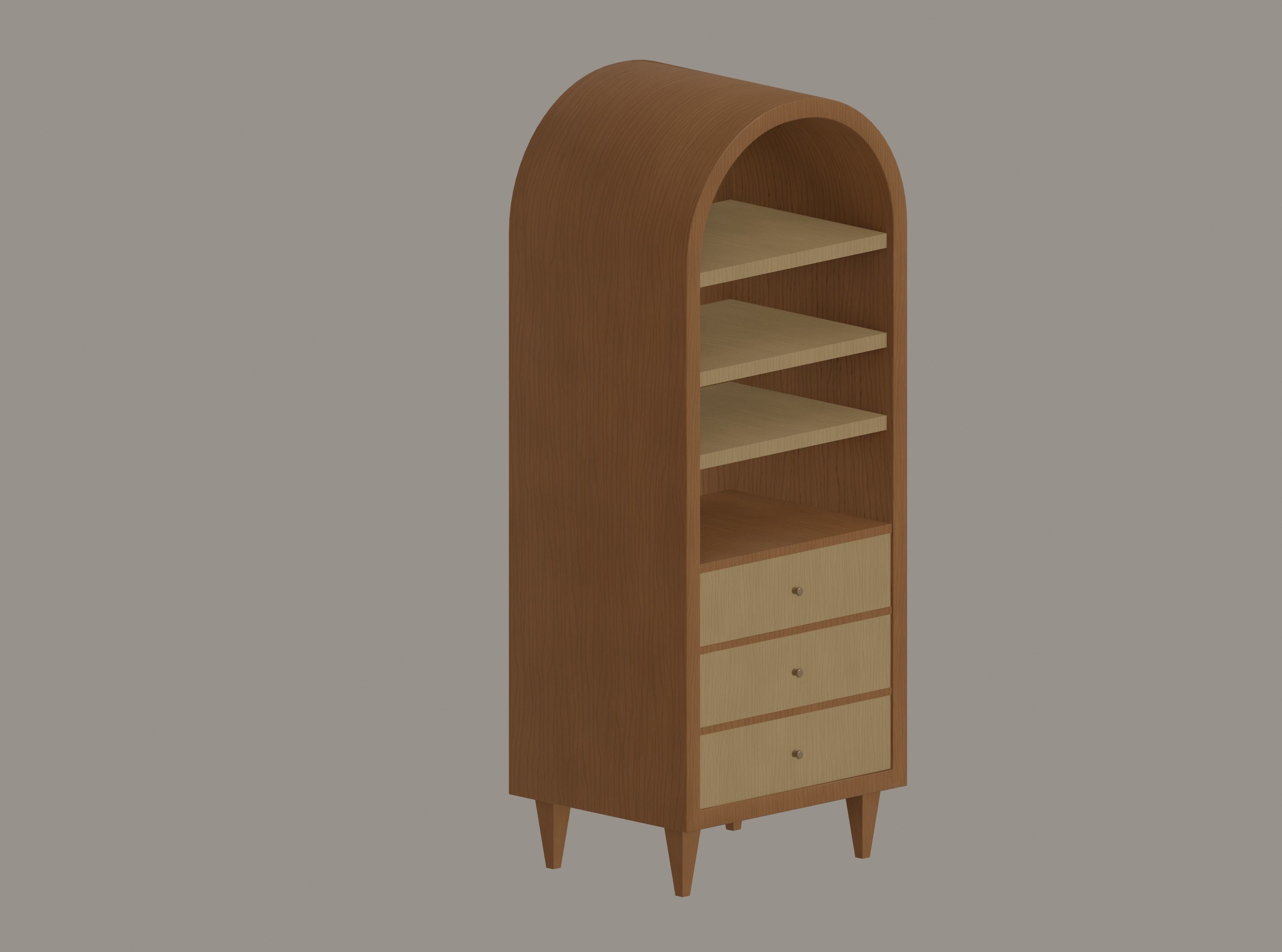 Round Bookshelf Low-poly 3D model_4