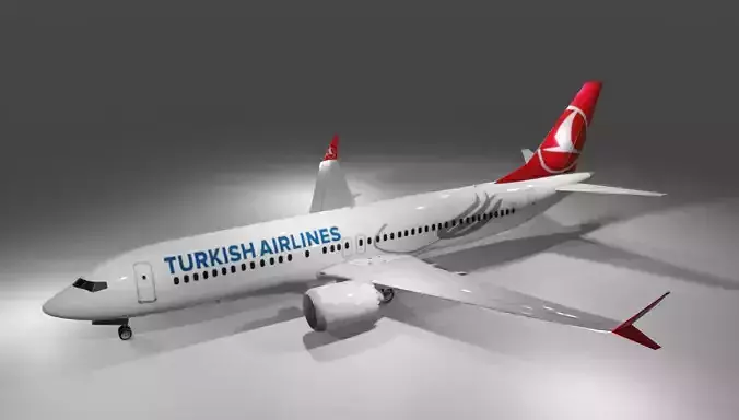 Turkish airlines Boeing 737 max8 3d model Low-poly 3D model